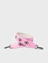 Detachable Taffy Pink Leather Shoulder Strap - All Over Eyes Embroidery - Side