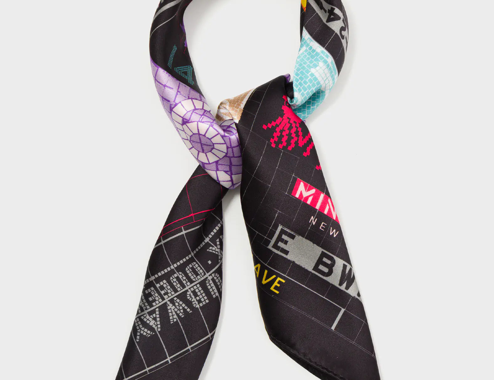Black Silk Scarf - Subway Stories - Tied