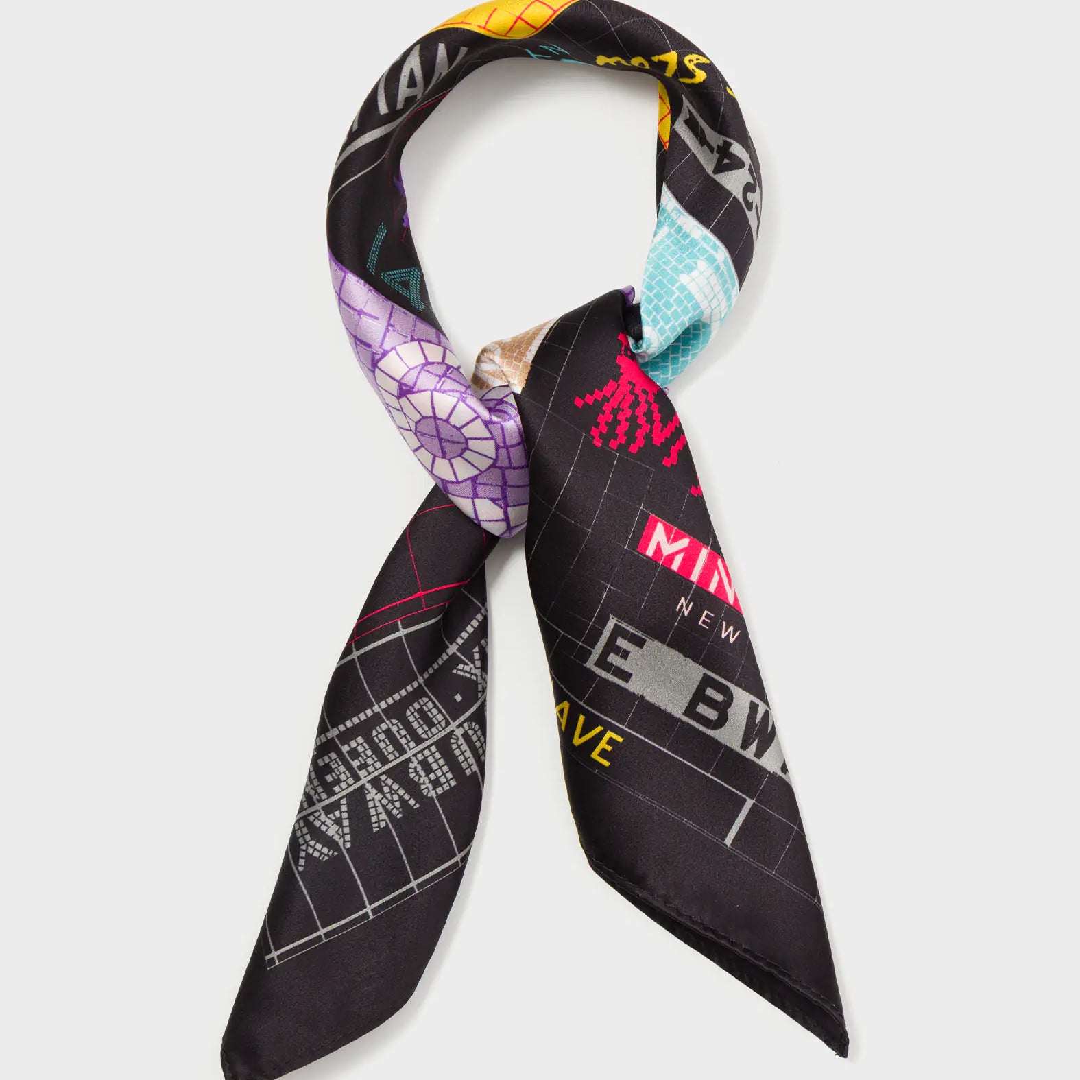 Black Silk Scarf - Subway Stories - Tied