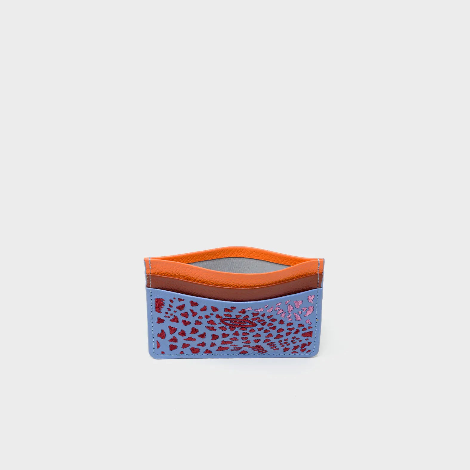 Filium Vista Blue Leather Cardholder - Retro Tiger Embroidery - Inside view