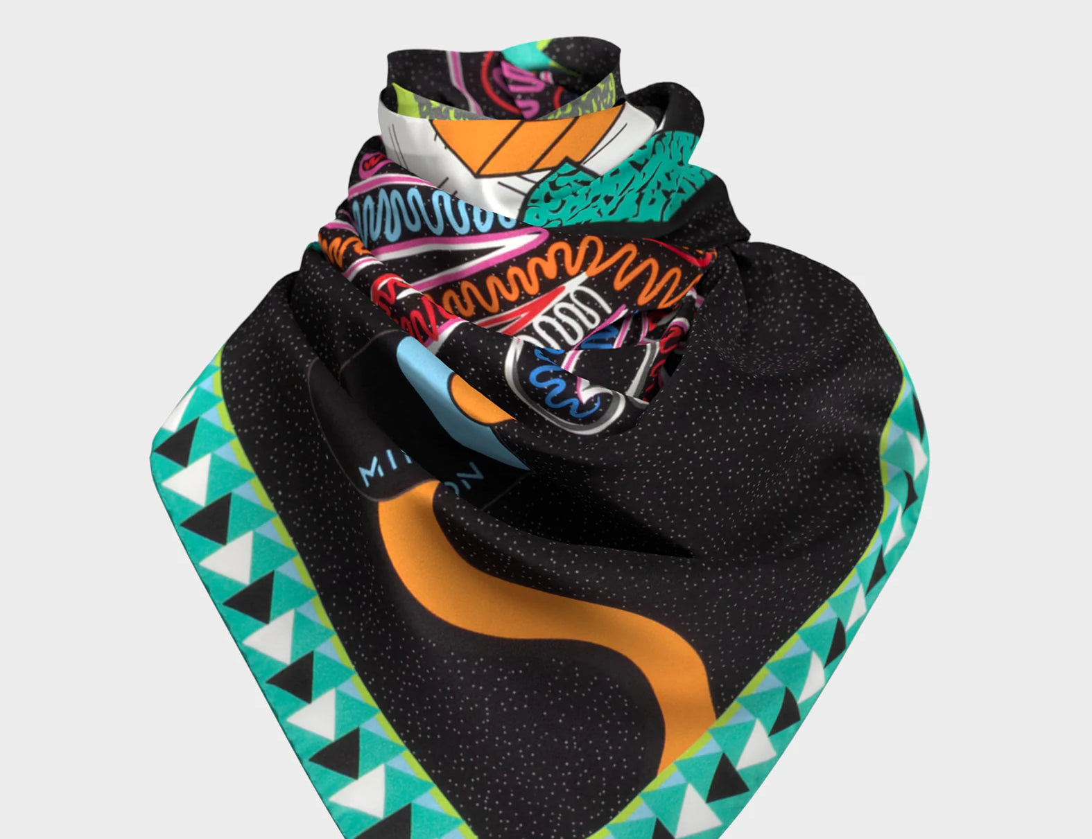 Black Silk Scarf - Dimensions - Wrapped
