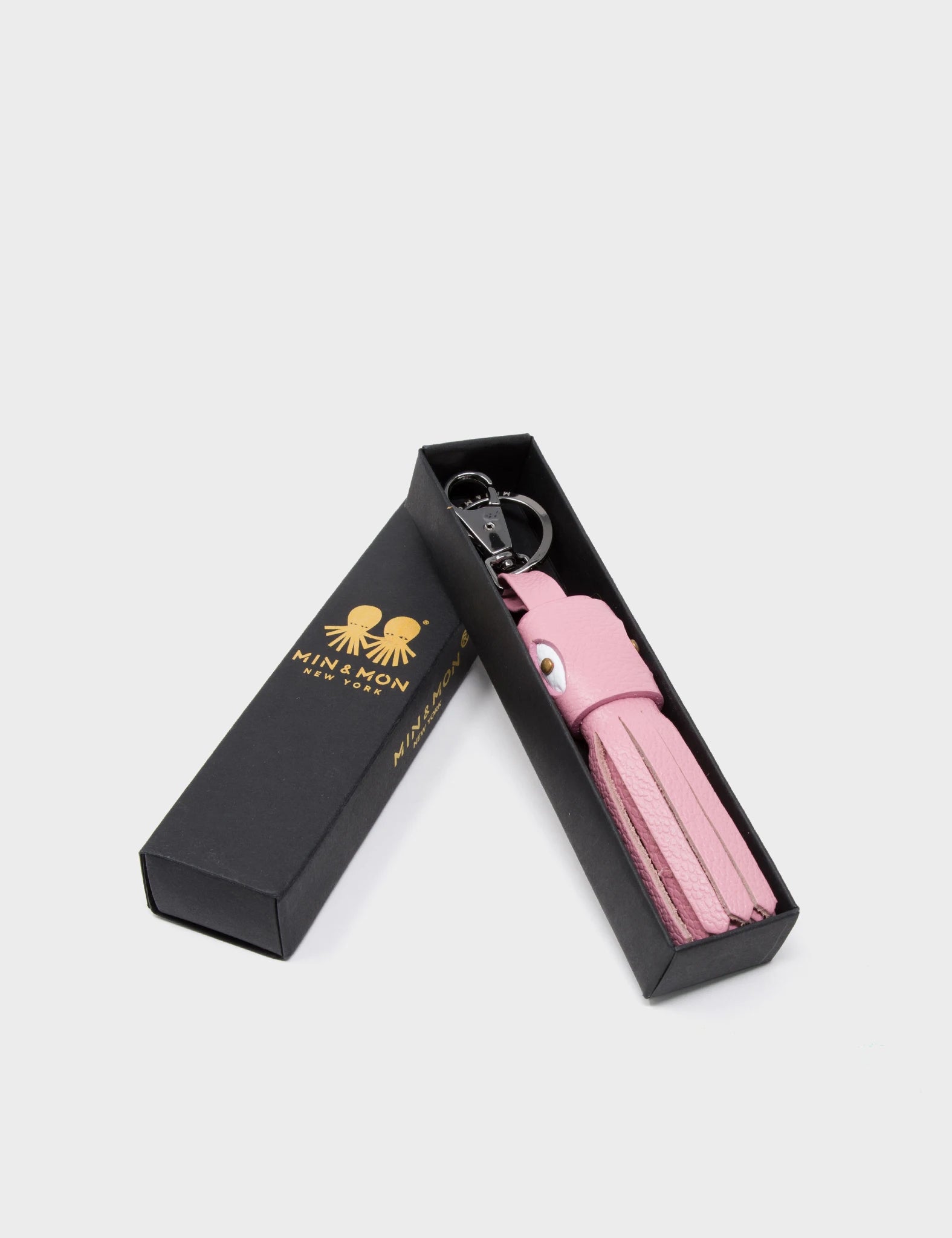 Calamari Charm - Parfait Pink Leather Keychain - Box