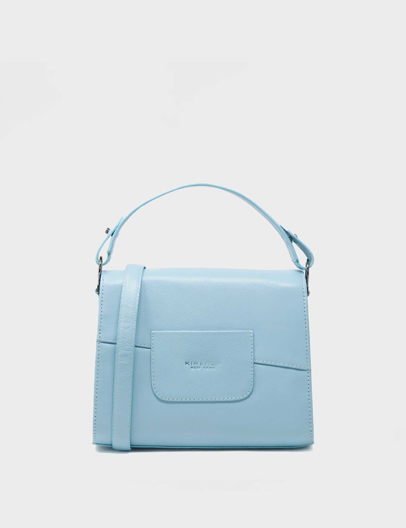 Bag Mini Crossbody Handbag Stratosphere Blue Leather - All Over Eyes Embroidery - Back