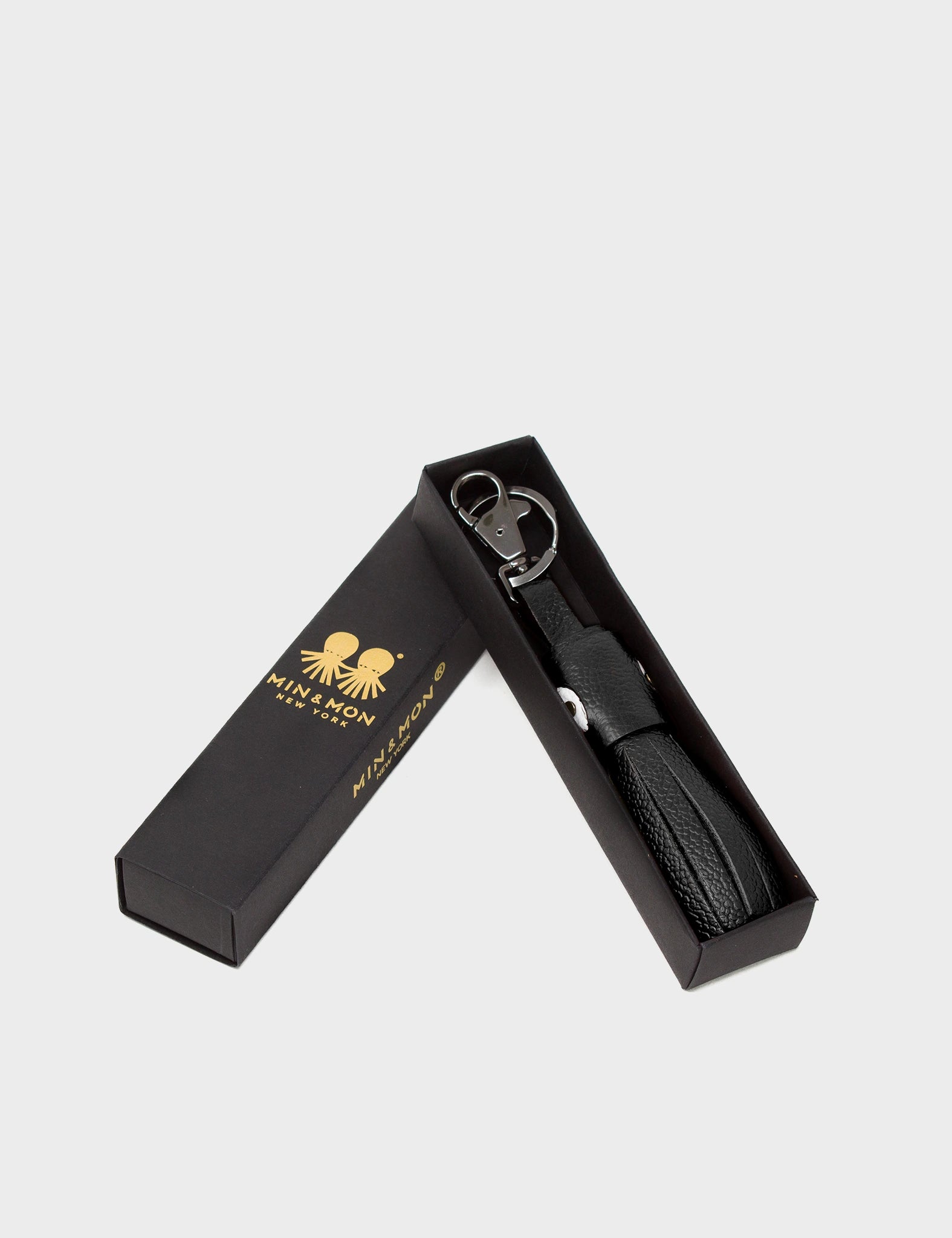 Tassel Squid Callie Marie Hue Charm - Black Leather Keychain - Box