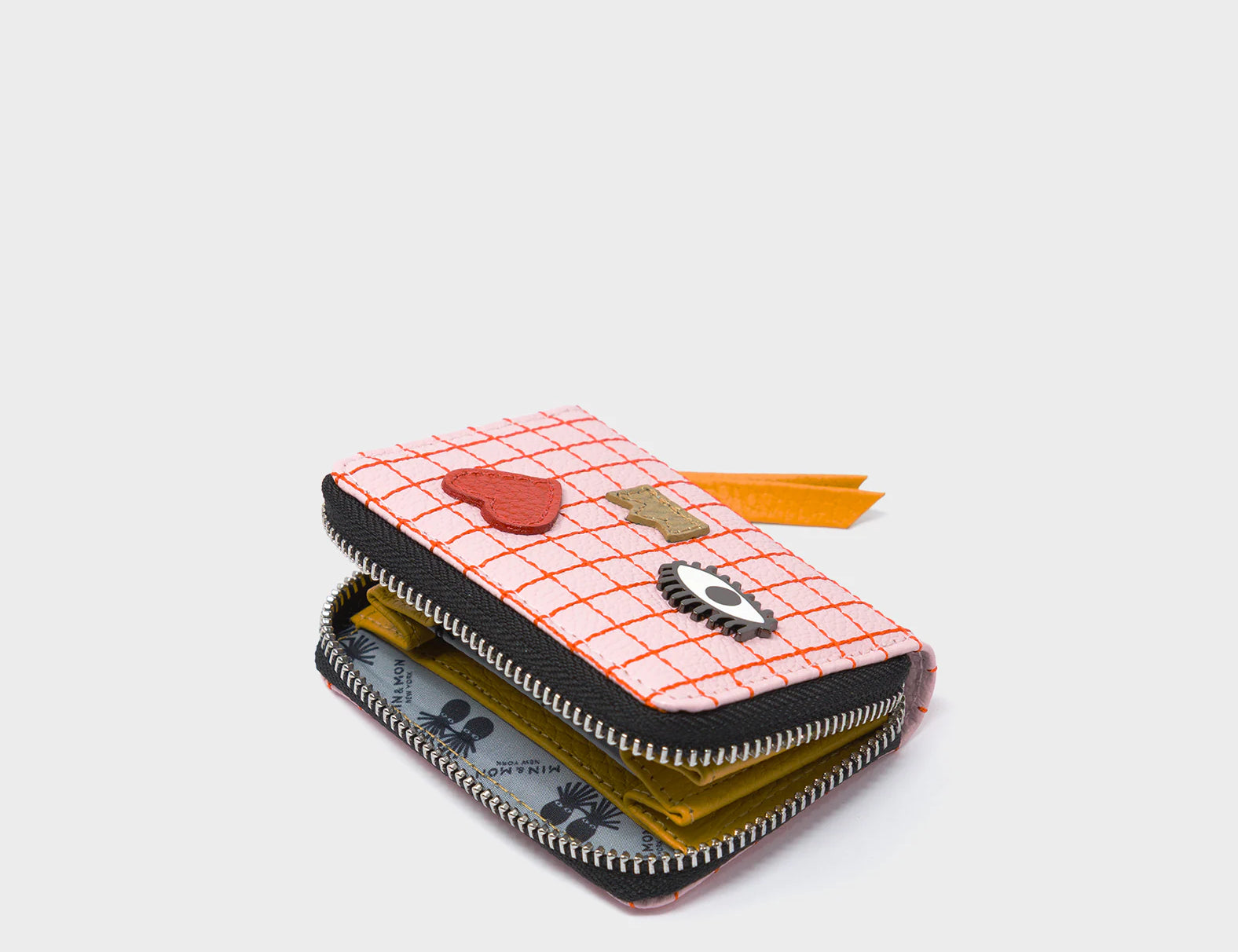 Frodo Parfait Pink Leather Zip Around Wallet - Lovestitch Design - Open