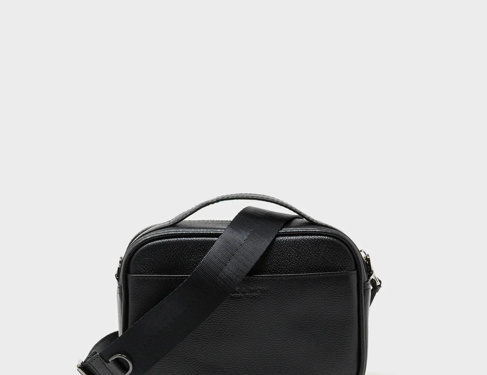 Verto Black Leather Crossbody Bag - Retro Tiger Design - Back View