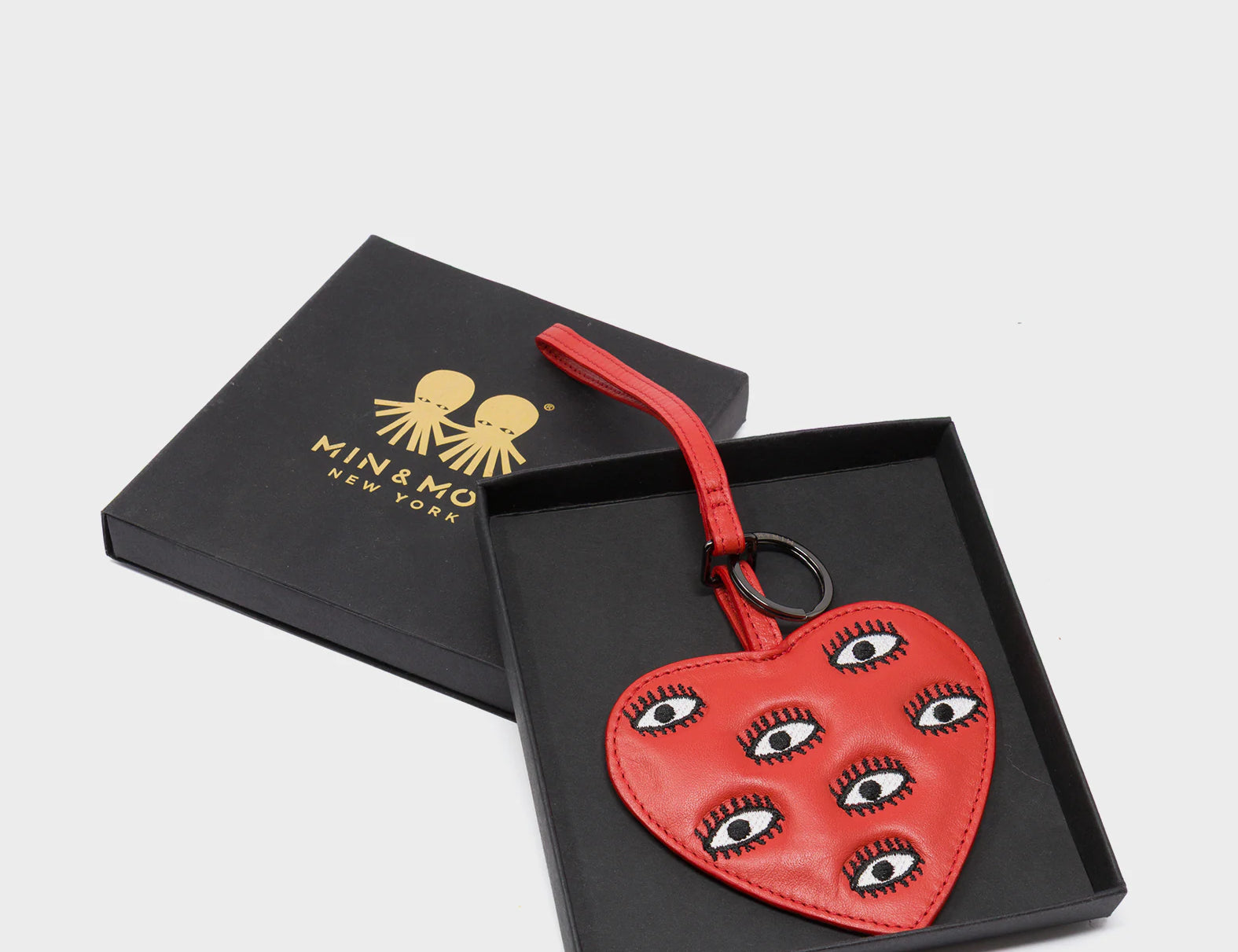 Happy Heart Charm - Poppy Red Leather Bag Charm - Package