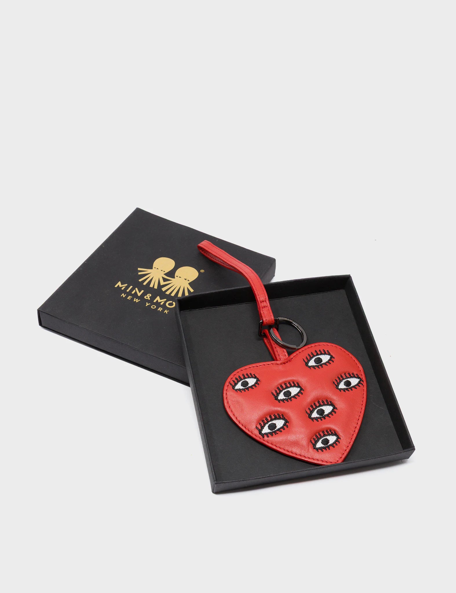 Happy Heart Charm - Poppy Red Leather Bag Charm - Package