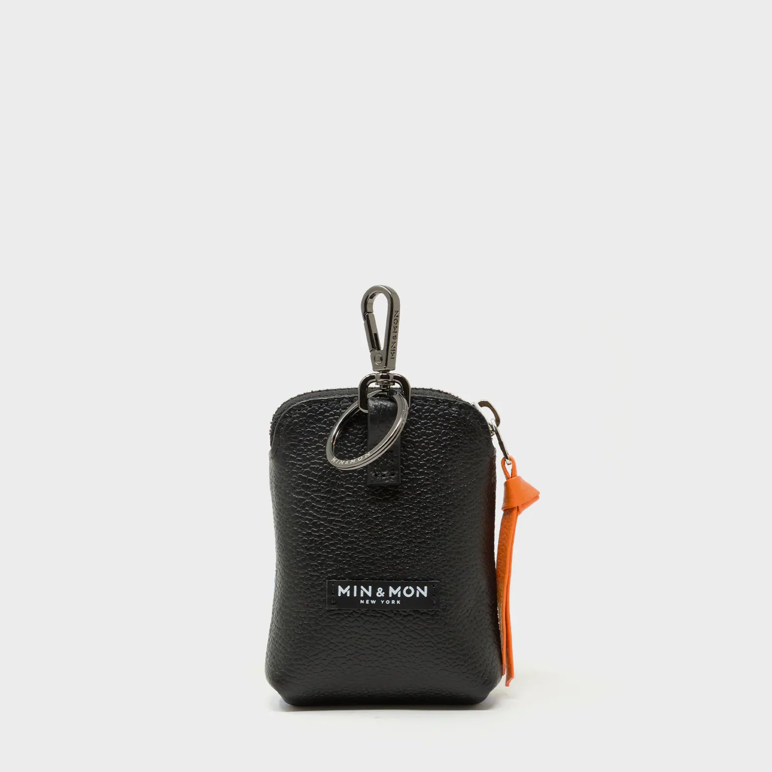 Florence Pouch Charm - Vista Blue Leather Keychain Retro Tiger Embroidery - Back View