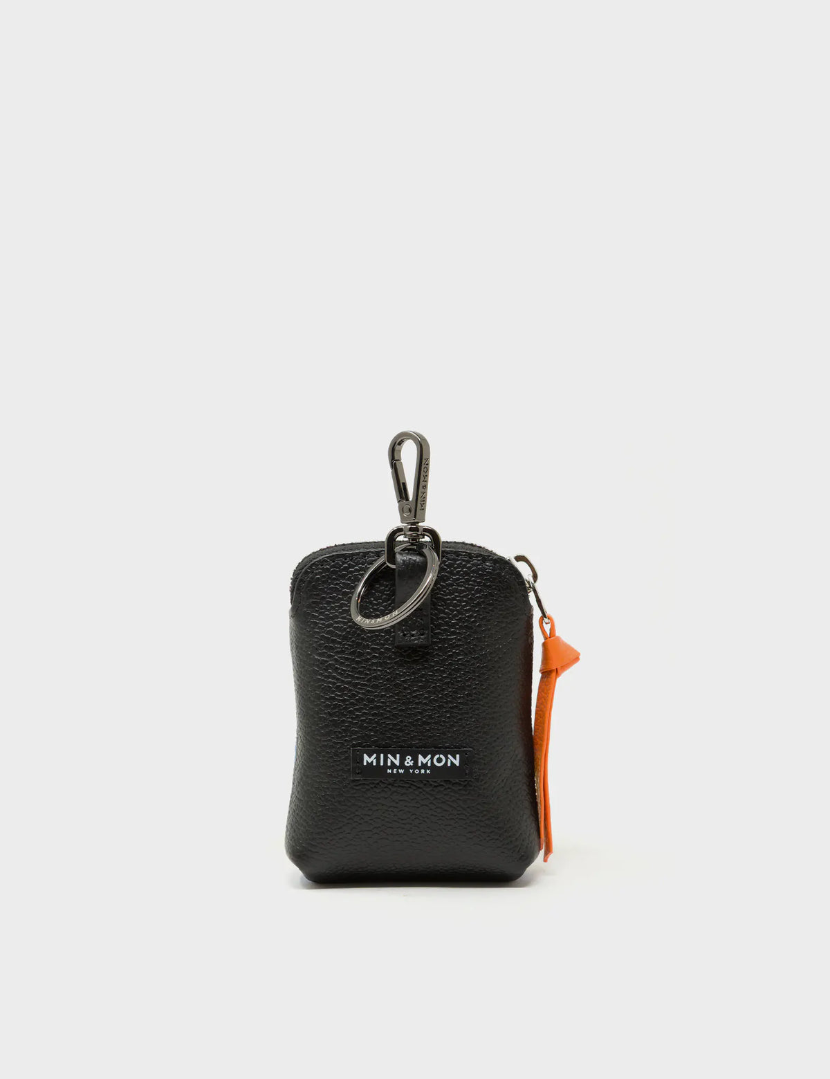 Florence Pouch Charm - Vista Blue Leather Keychain Retro Tiger Embroidery - Back View