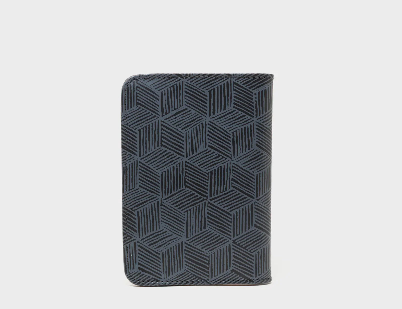 Frida Black Leather Passport Cover - Cubes Design - Back View