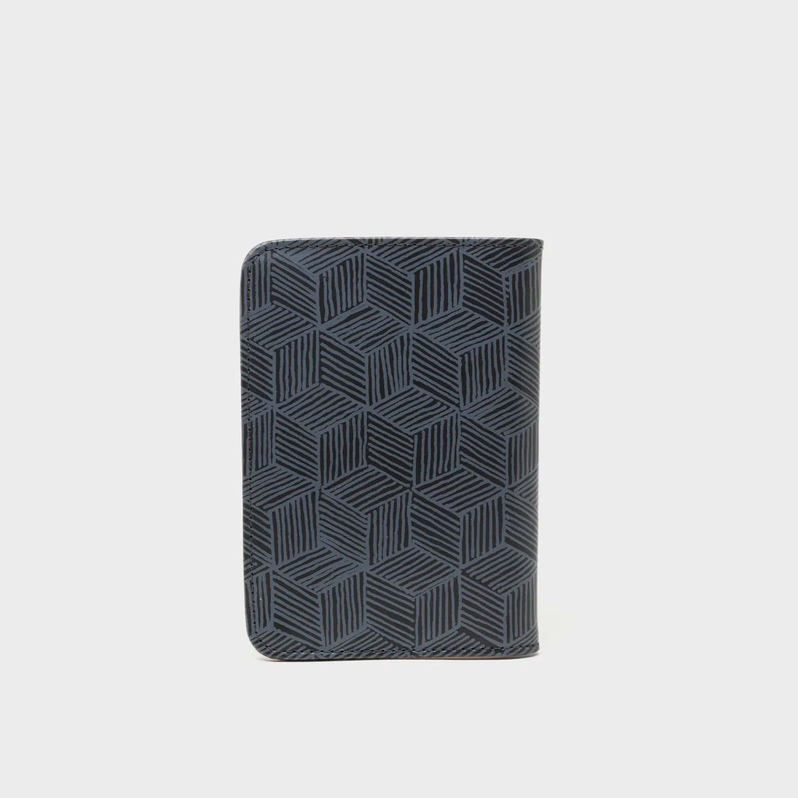 Frida Black Leather Passport Cover - Cubes Design - Back View