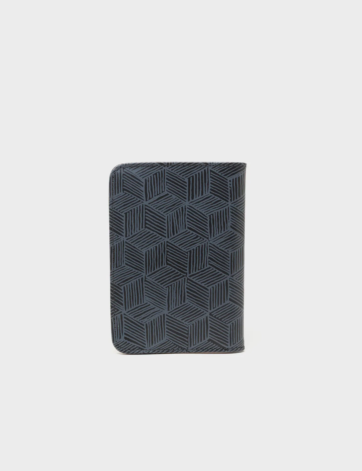 Frida Black Leather Passport Cover - Cubes Design - Back View
