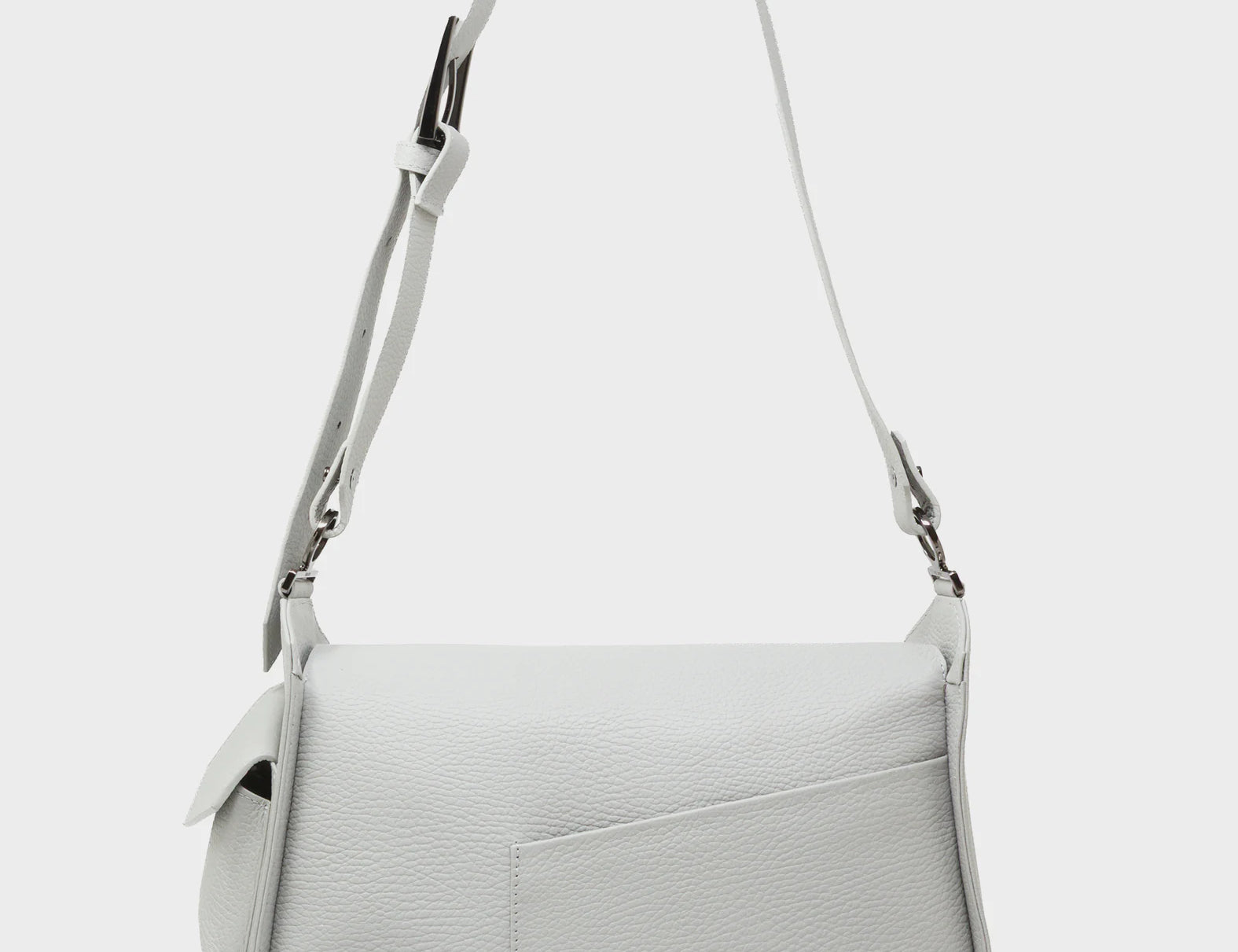Houston Moonwalk Gray Leather Shoulder Bag - All Over Eyes Embroidery - Back View