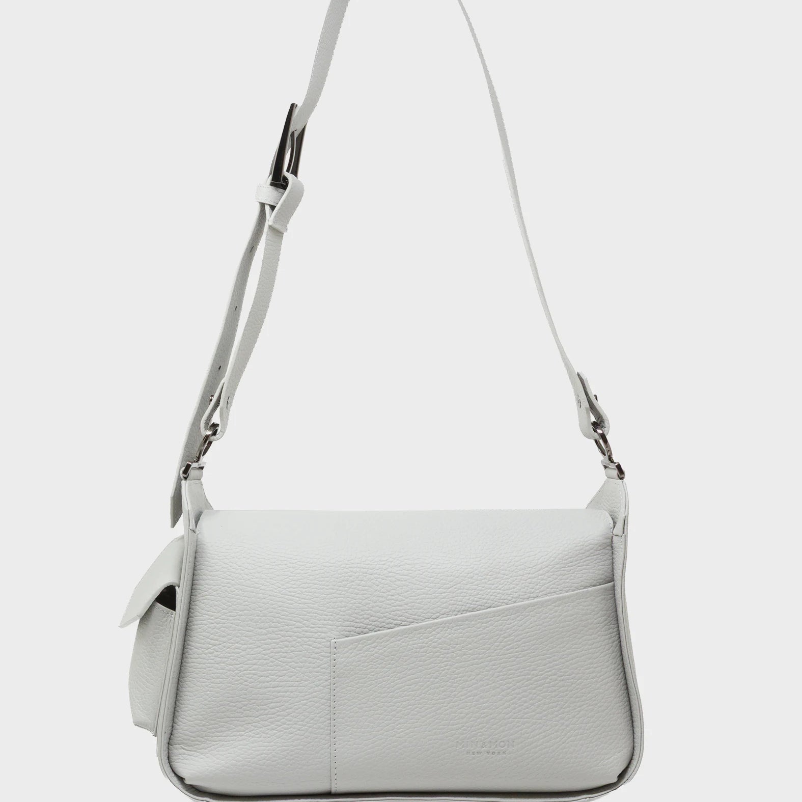 Houston Moonwalk Gray Leather Shoulder Bag - All Over Eyes Embroidery - Back View