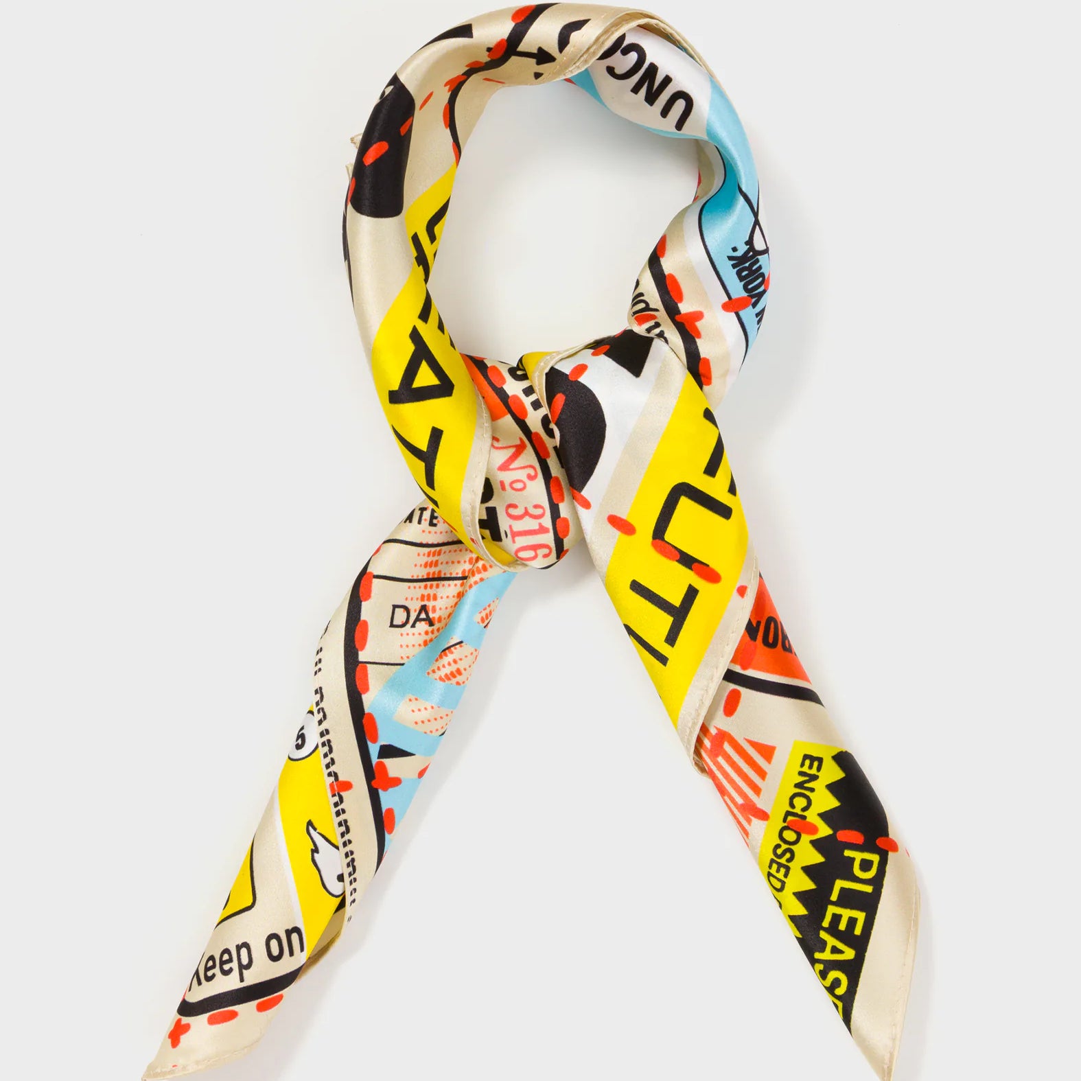Beige Silk Headscarf - Kind Type Design - Wrapped