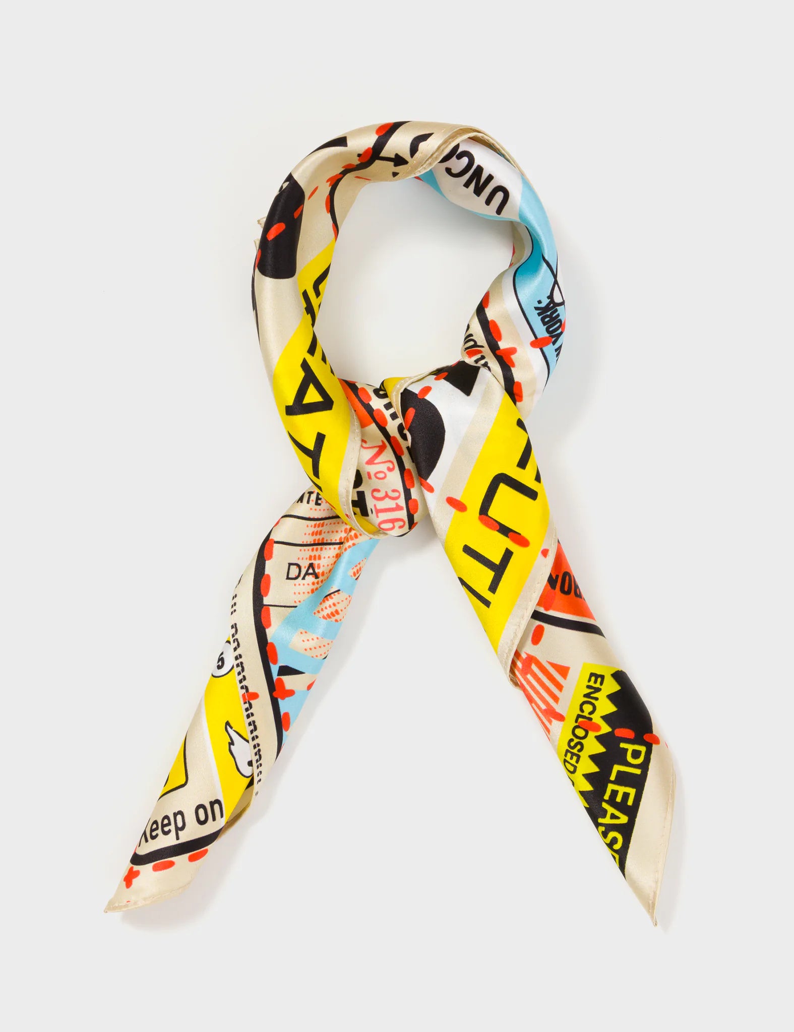 Beige Silk Headscarf - Kind Type Design - Wrapped