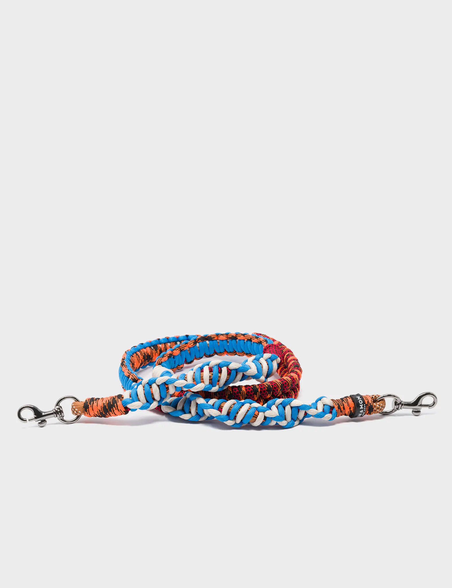 Detachable Shoulder Strap - Blue, Orange and Black Handwoven Paracord - Main View