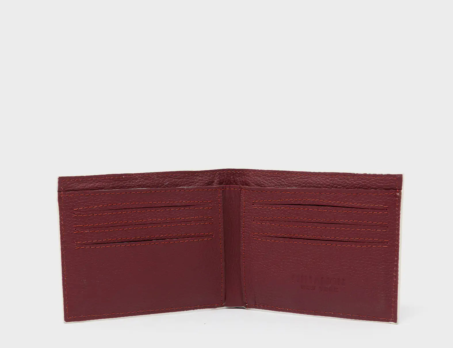Felicia Cream Leather Bifold Wallet  - Preppy Bird Print - Open