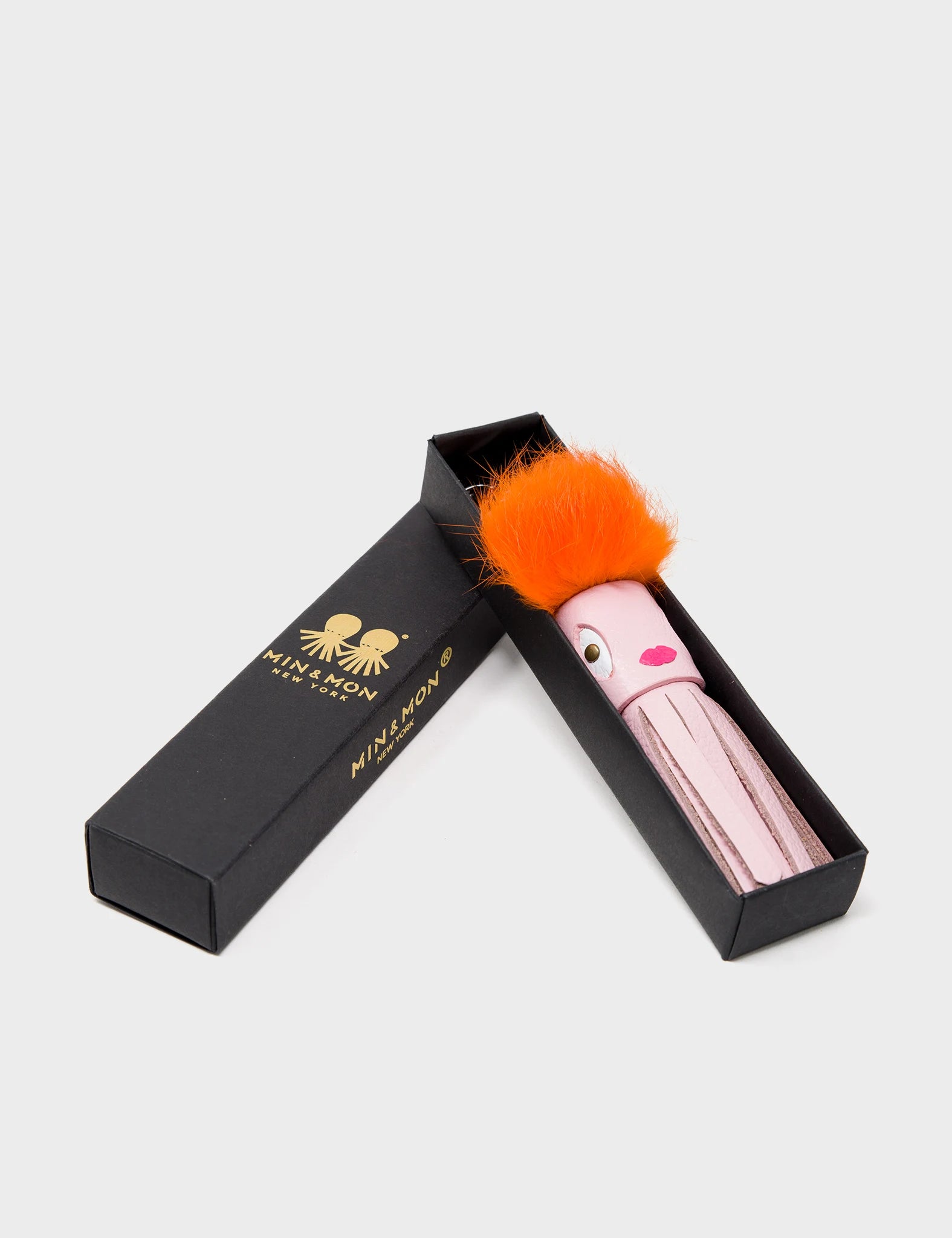 Calamari Charm - Parfait Pink and Orange Fur Keychain - Box