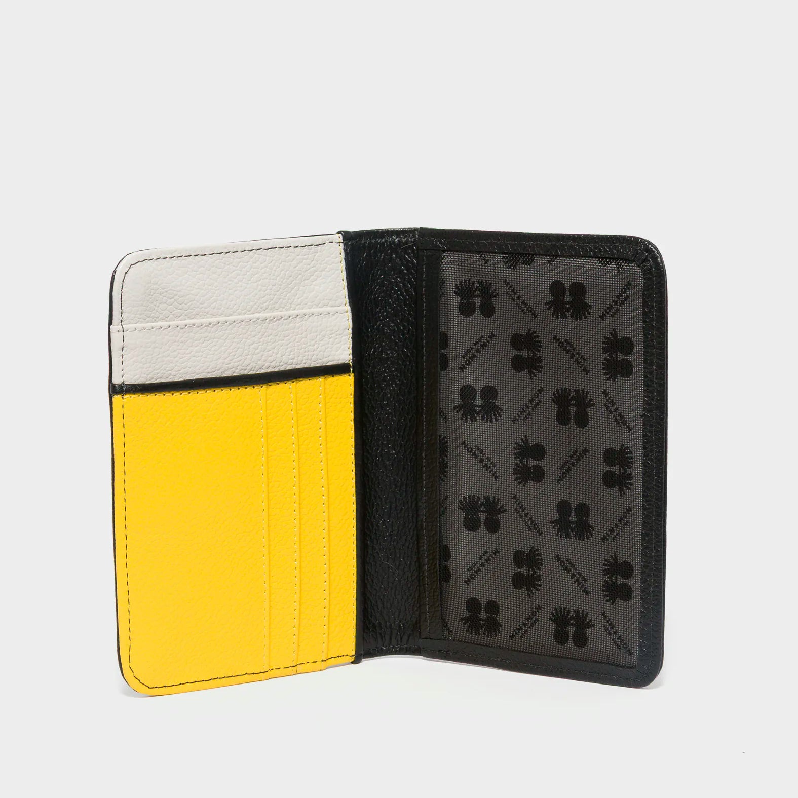 Frida Black Leather Passport Cover - Pigeonista Design - Open View