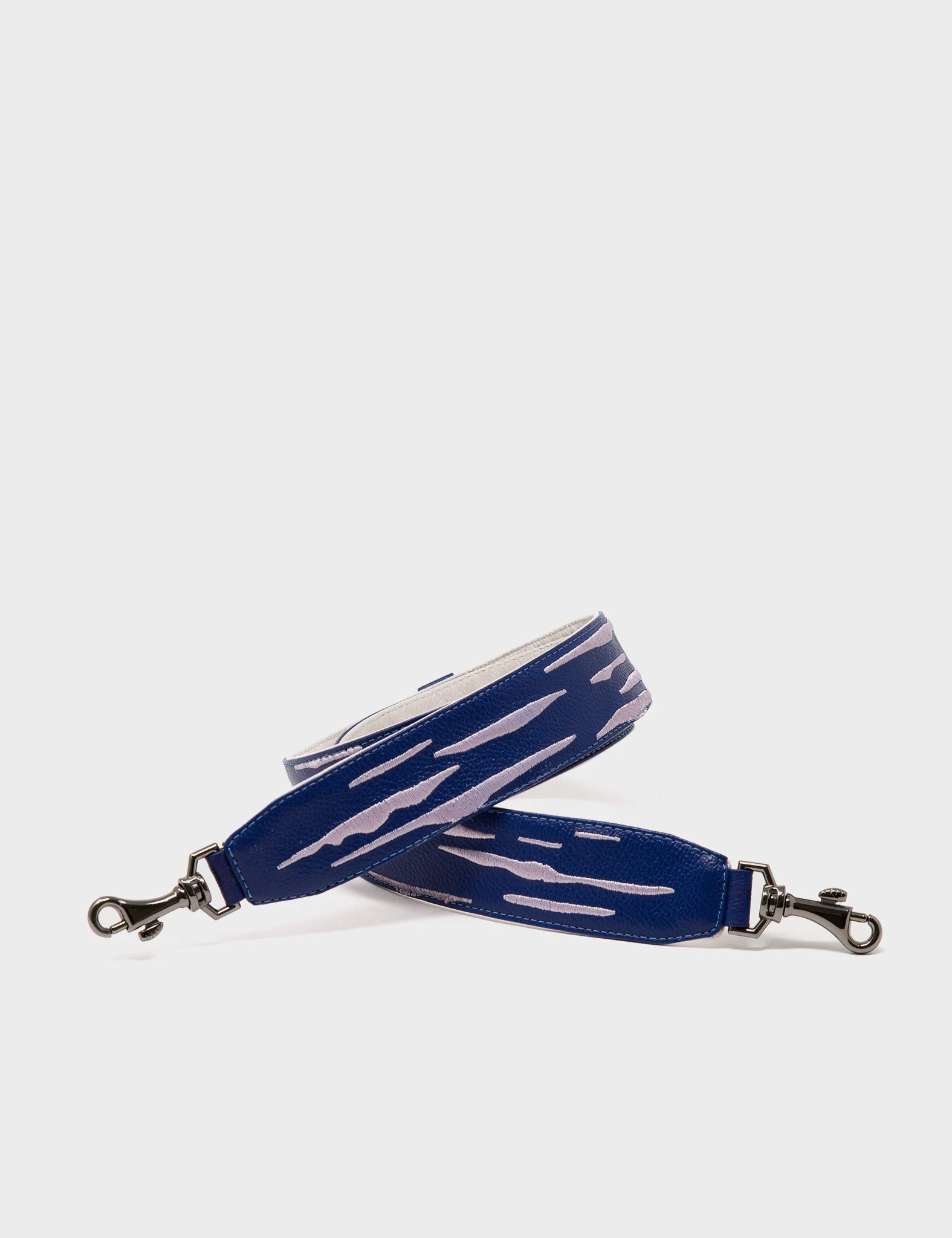 Detachable Royal Blue Leather Shoulder Strap - Clouds Embroidery - Side