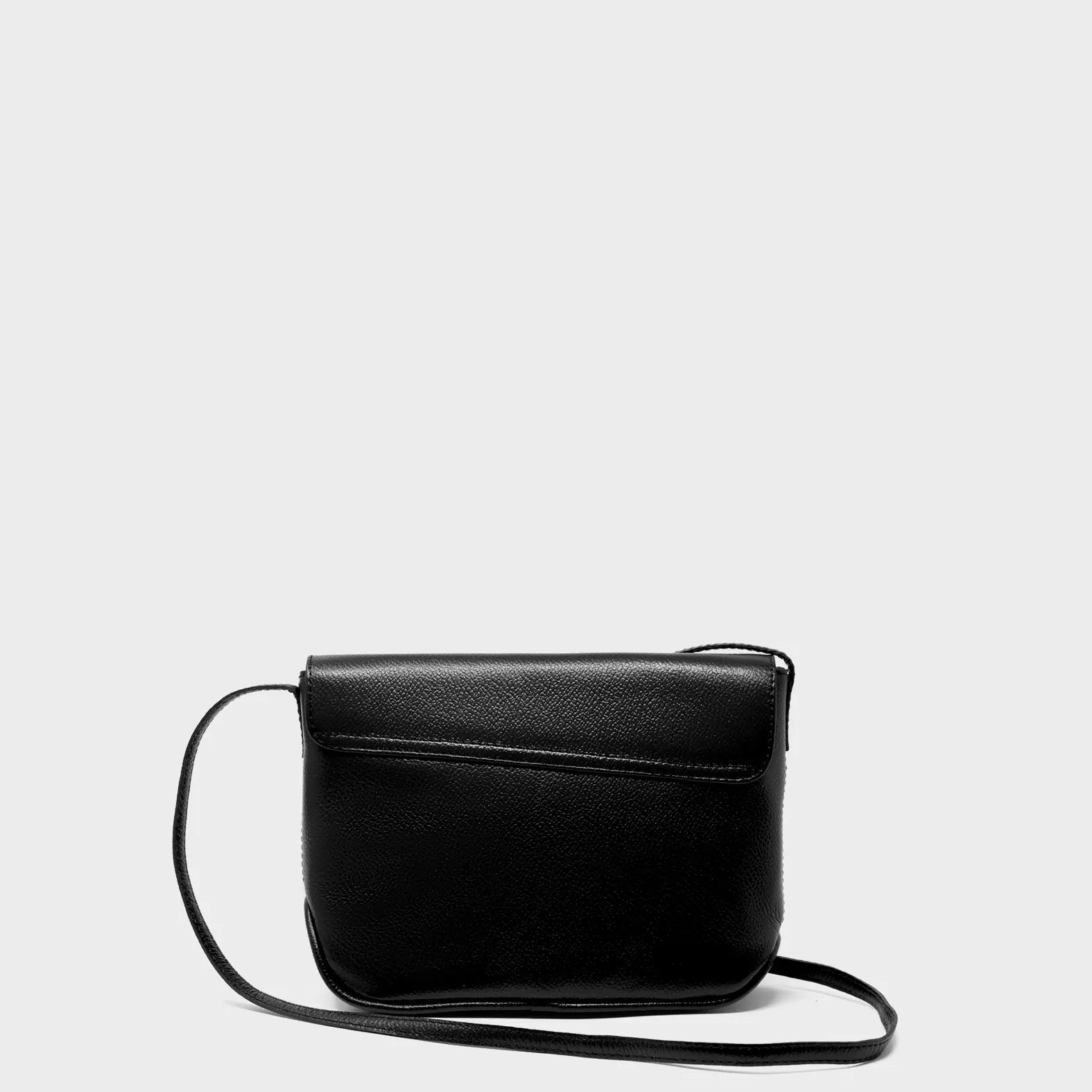 Bruno Mini Crossbody Black Leather Bag - All Over Eyes Embroidery - Back View