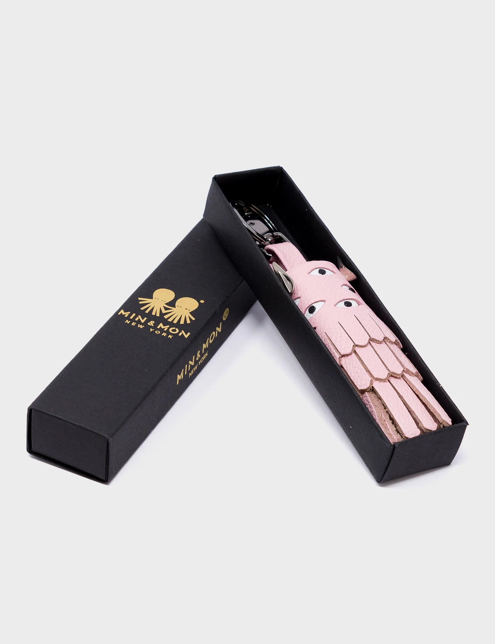 Oliver The Ox Charm - Parfait Pink Leather Keychain - Box 