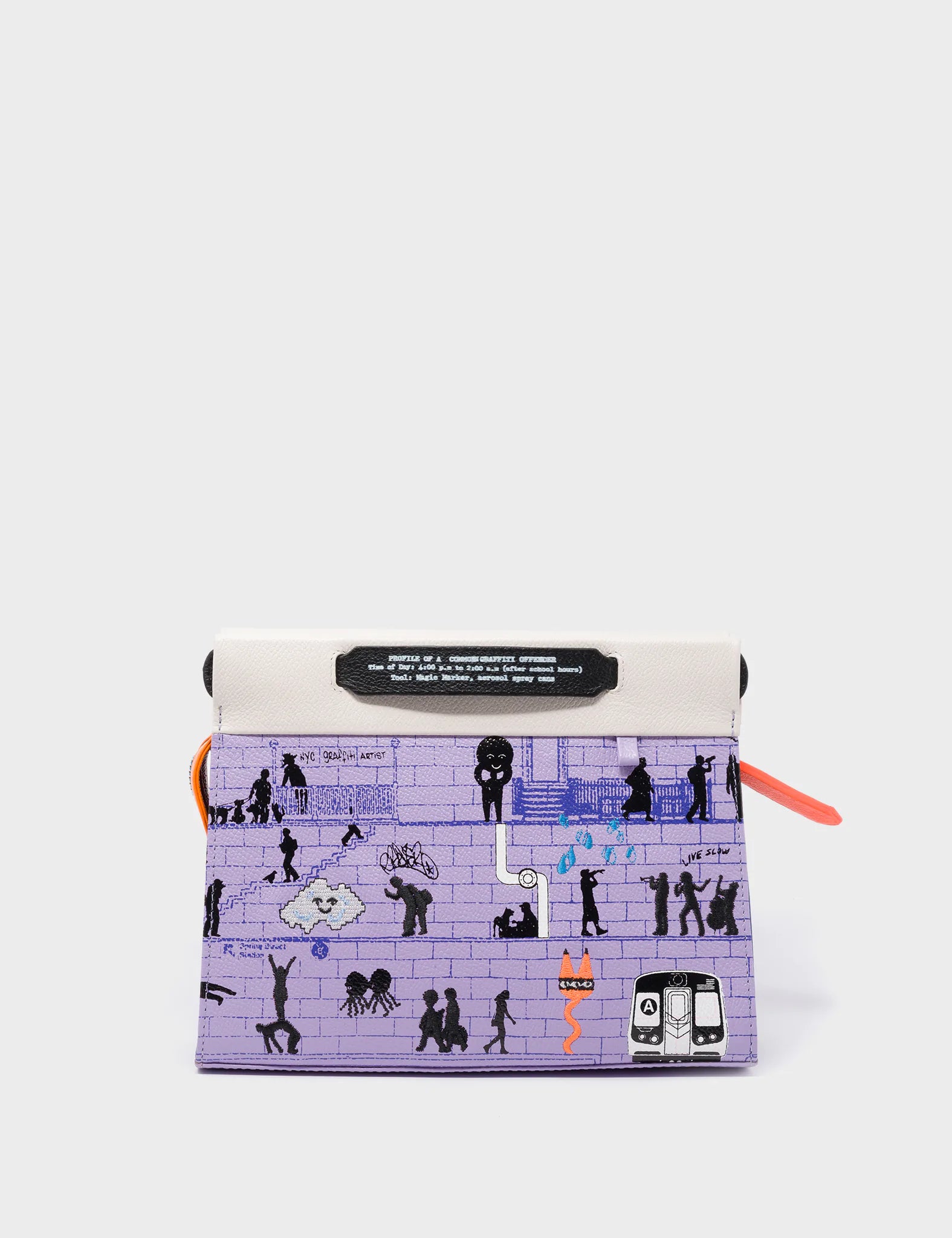 Vali Small Crossbody Lavender Leather Bag - Subway Stories Design - Front View