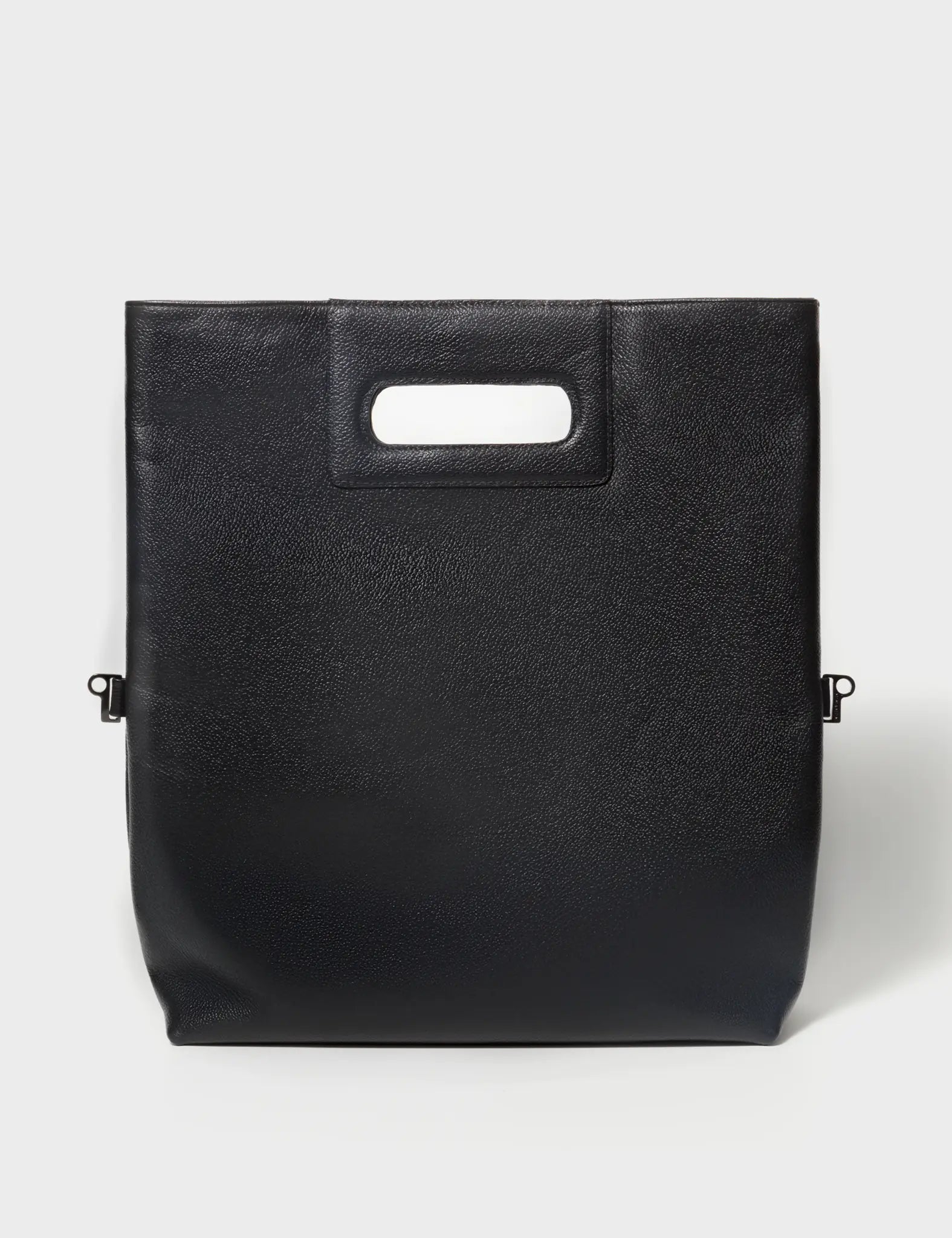 Milo Convertible Crossbody Bag - Black Leather Metal Platform Milo Convertible Crossbody Bag - Black Leather Metal Platform