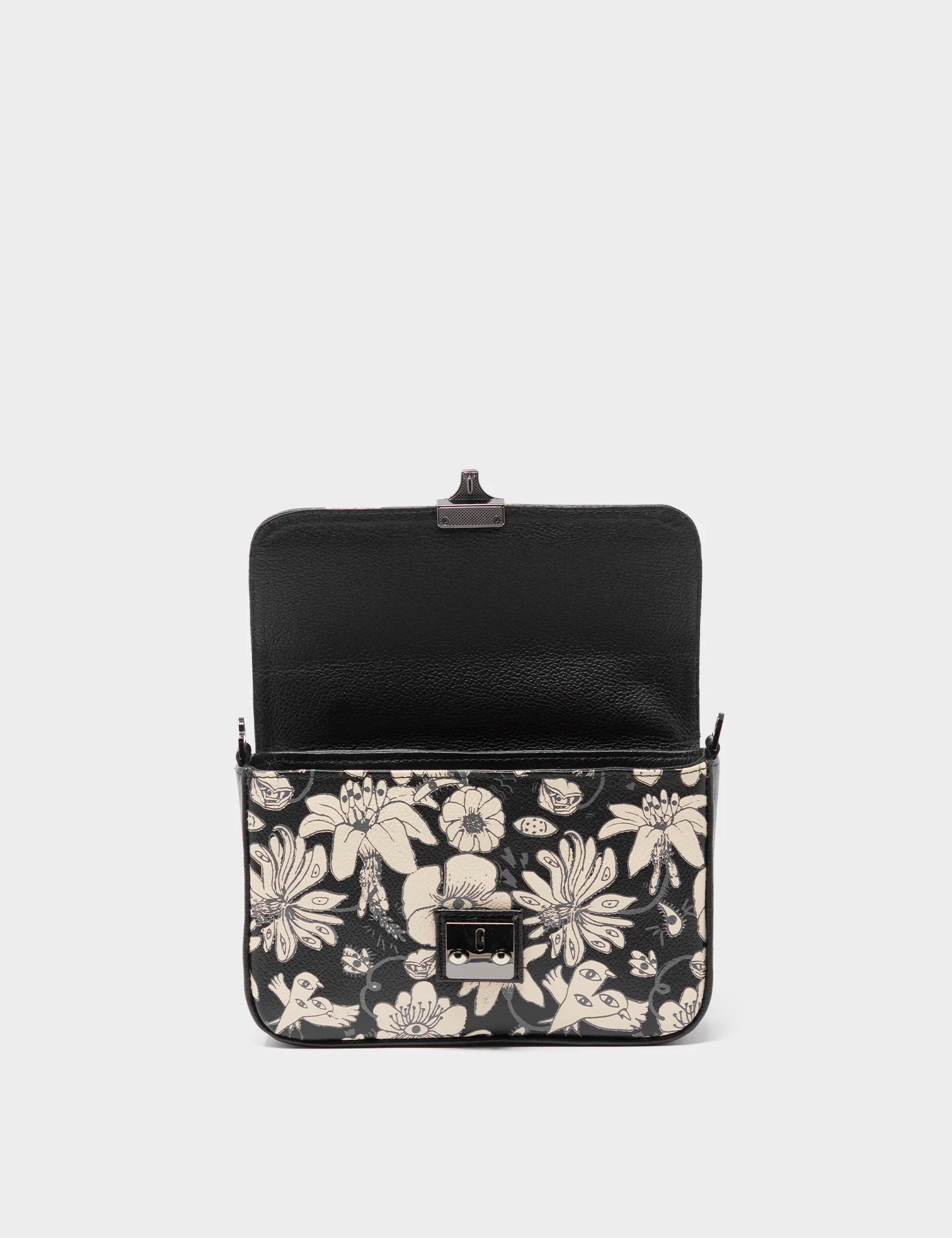 Amantis Black Leather Crossbody Mini Handbag - Tiger and Snake Amantis Black Leather Crossbody Mini Handbag - Tiger and Snake