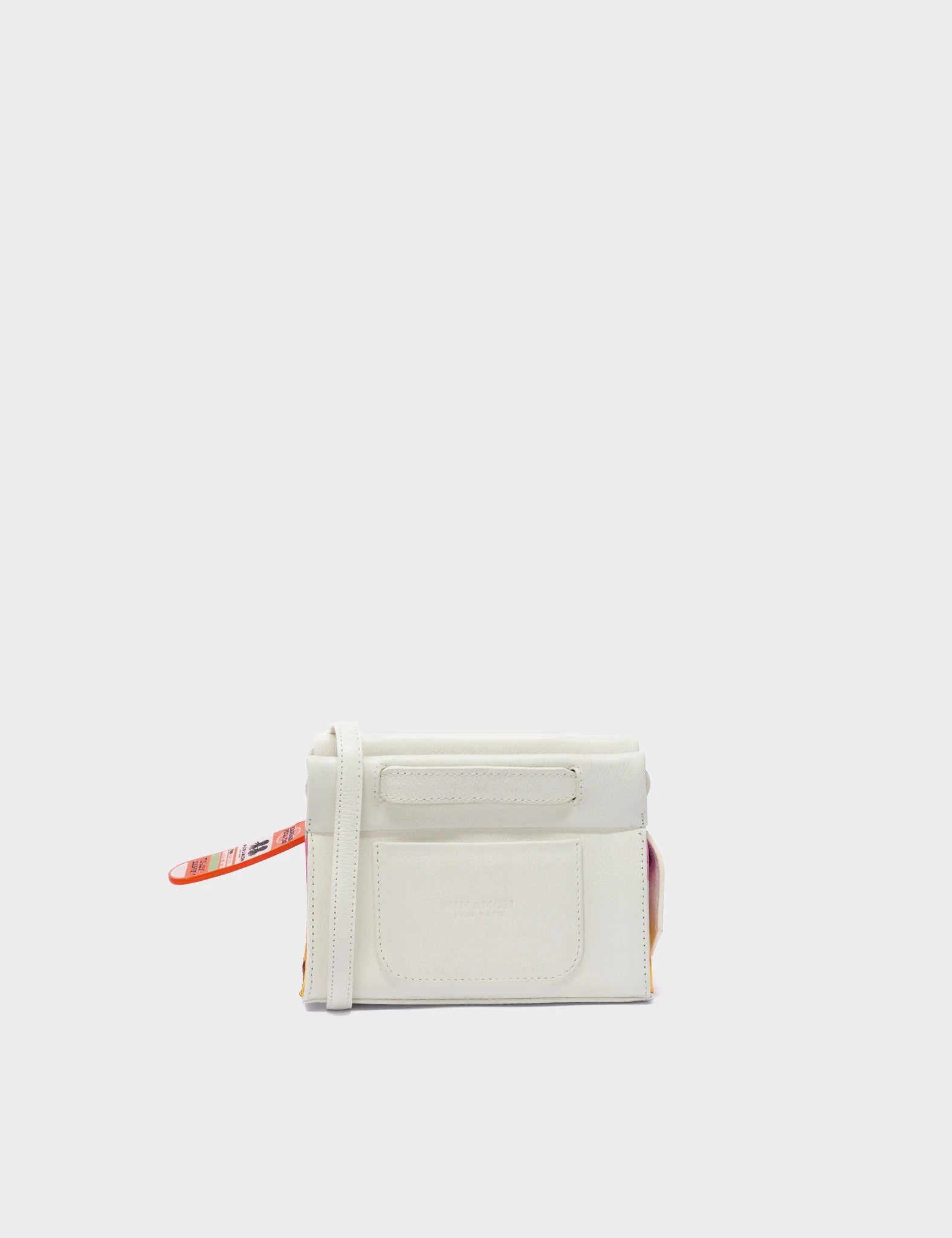 Vali Crossbody Micro Cream Leather Bag - Groovin’ Rainbow Design - Back