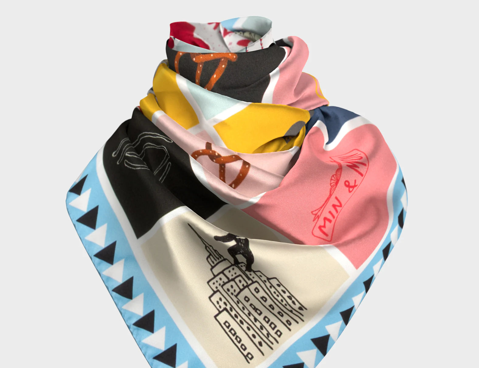 Blue Silk Scarf - New York Bingo - Wrapped