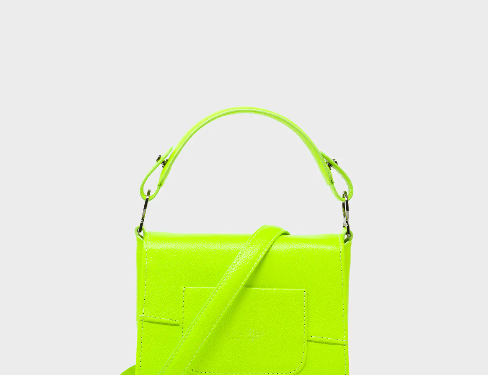 Anastasio Micro Crossbody Handbag Neon Lime Leather - All Over Eyes Embroidery - Back View