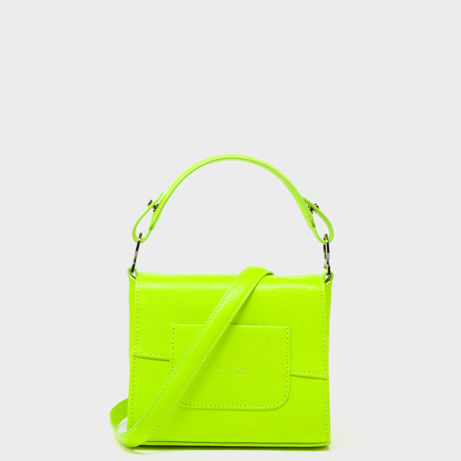 Anastasio Micro Crossbody Handbag Neon Lime Leather - All Over Eyes Embroidery - Back View