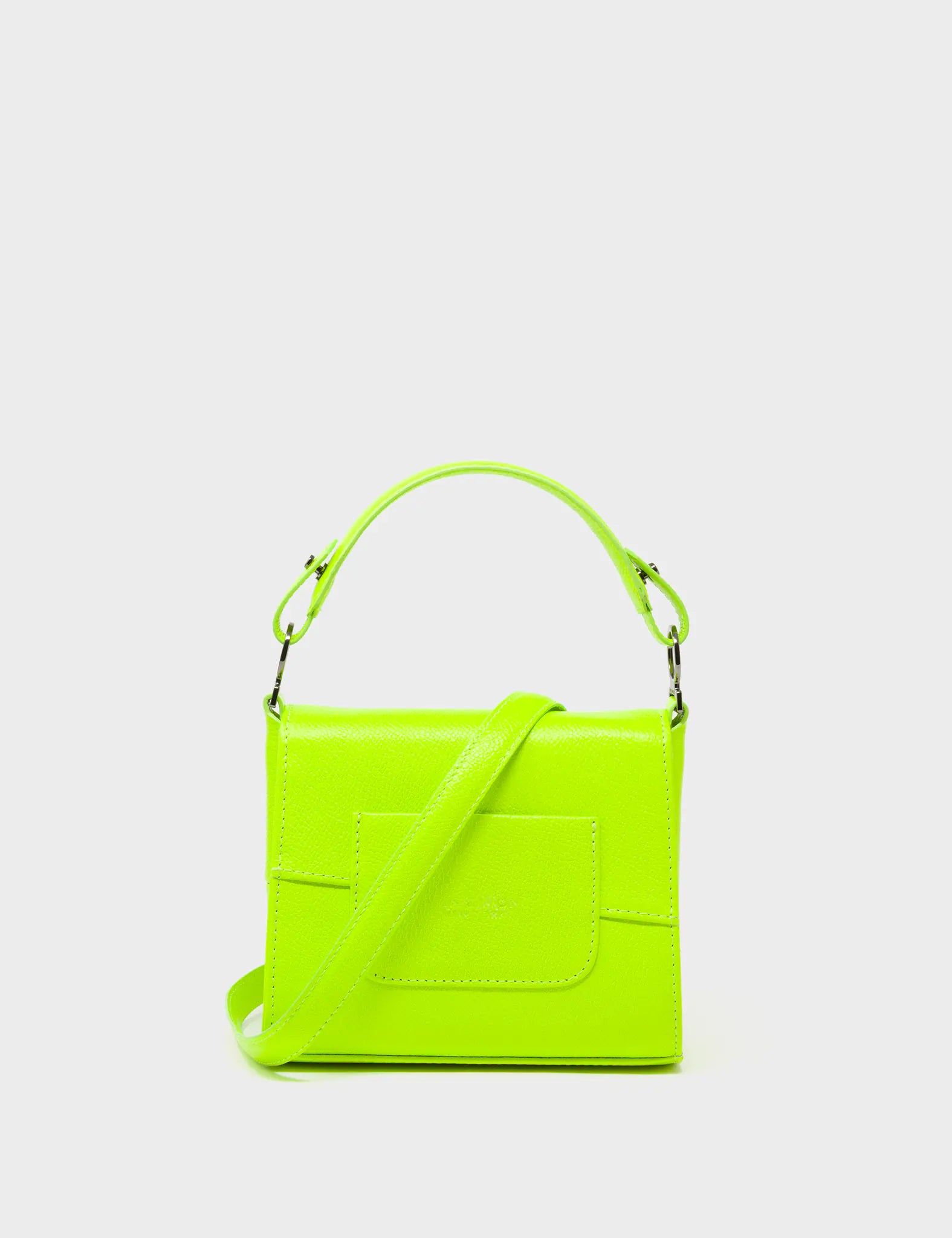 Anastasio Micro Crossbody Handbag Neon Lime Leather - All Over Eyes Embroidery - Back View