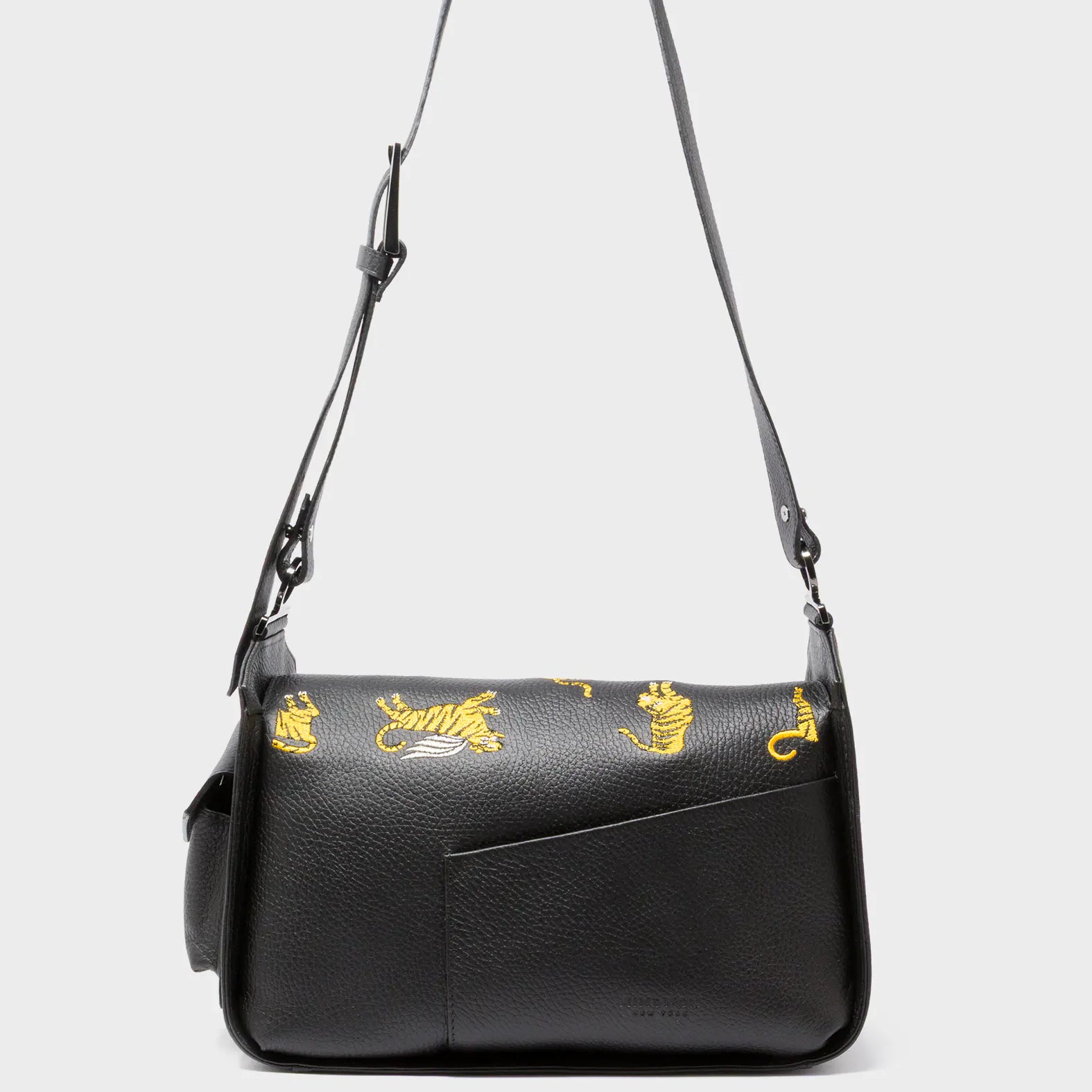 Houston Black Leather Shoulder Bag - Tiger Rumble - Back View