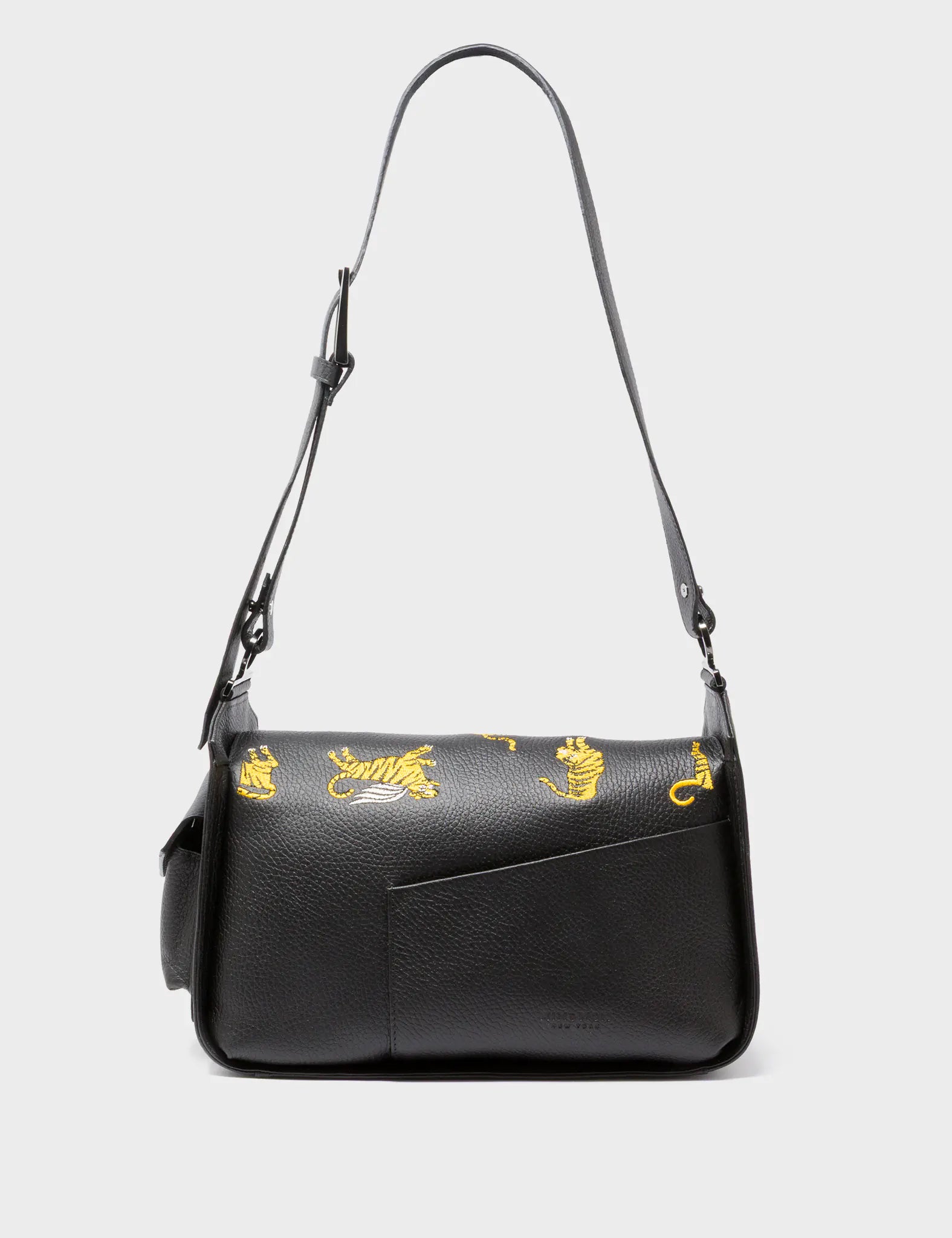 Houston Black Leather Shoulder Bag - Tiger Rumble - Back View