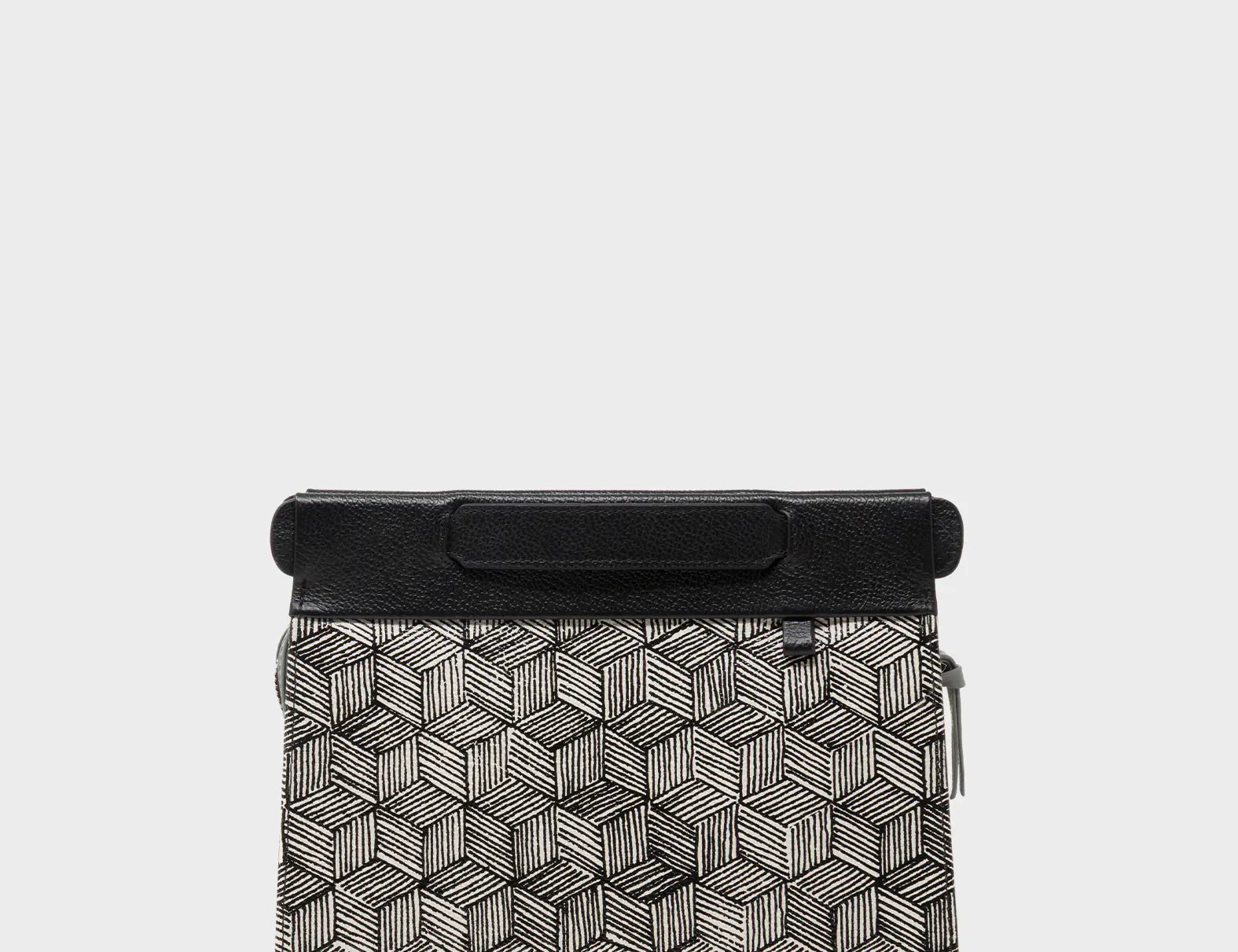 Vali Small Crossbody Moonwalk Gray Leather Bag - Cubes Print - Front View