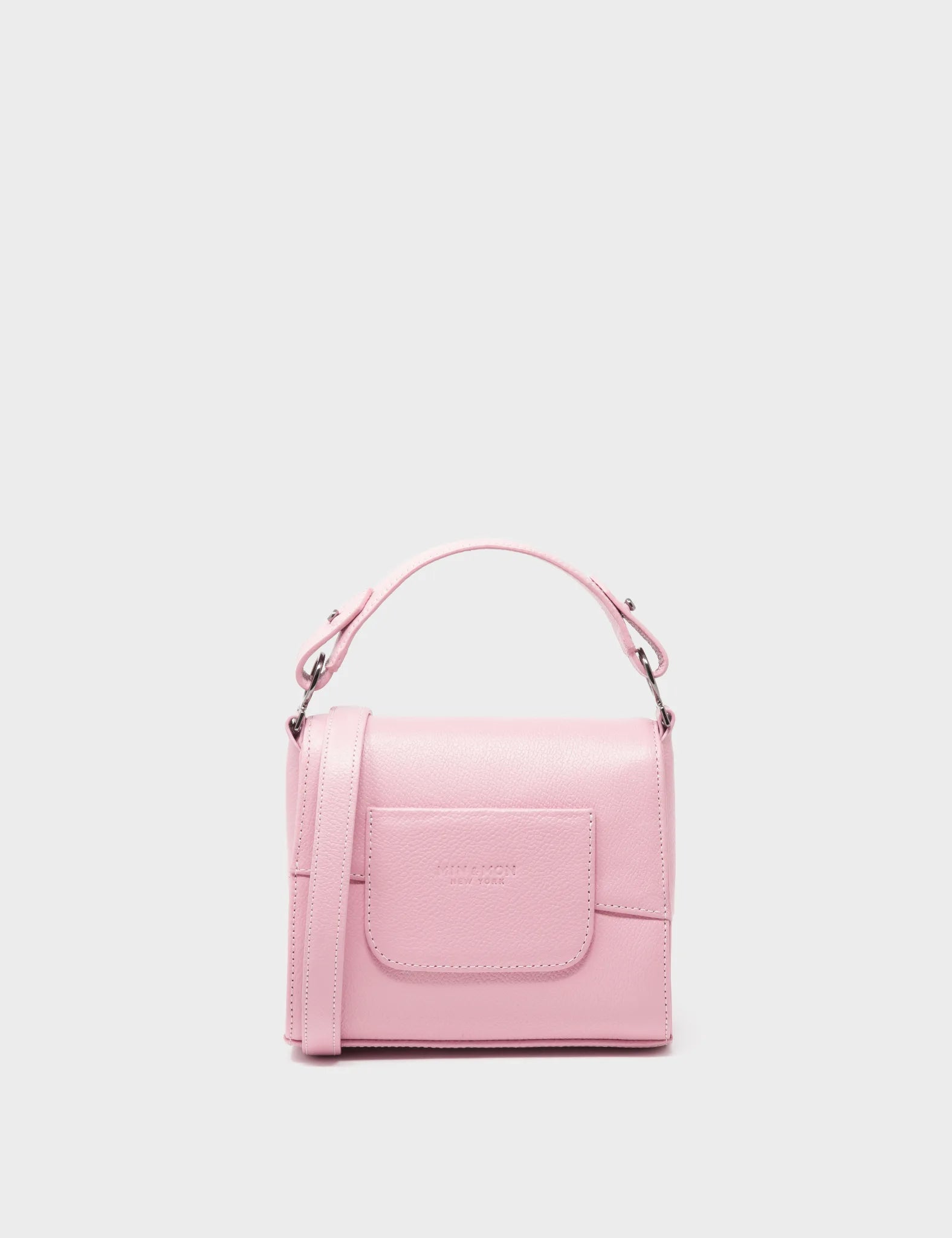 Micro Crossbody Handbag Blush Pink Leather - Tiger and Snake Print - Back 