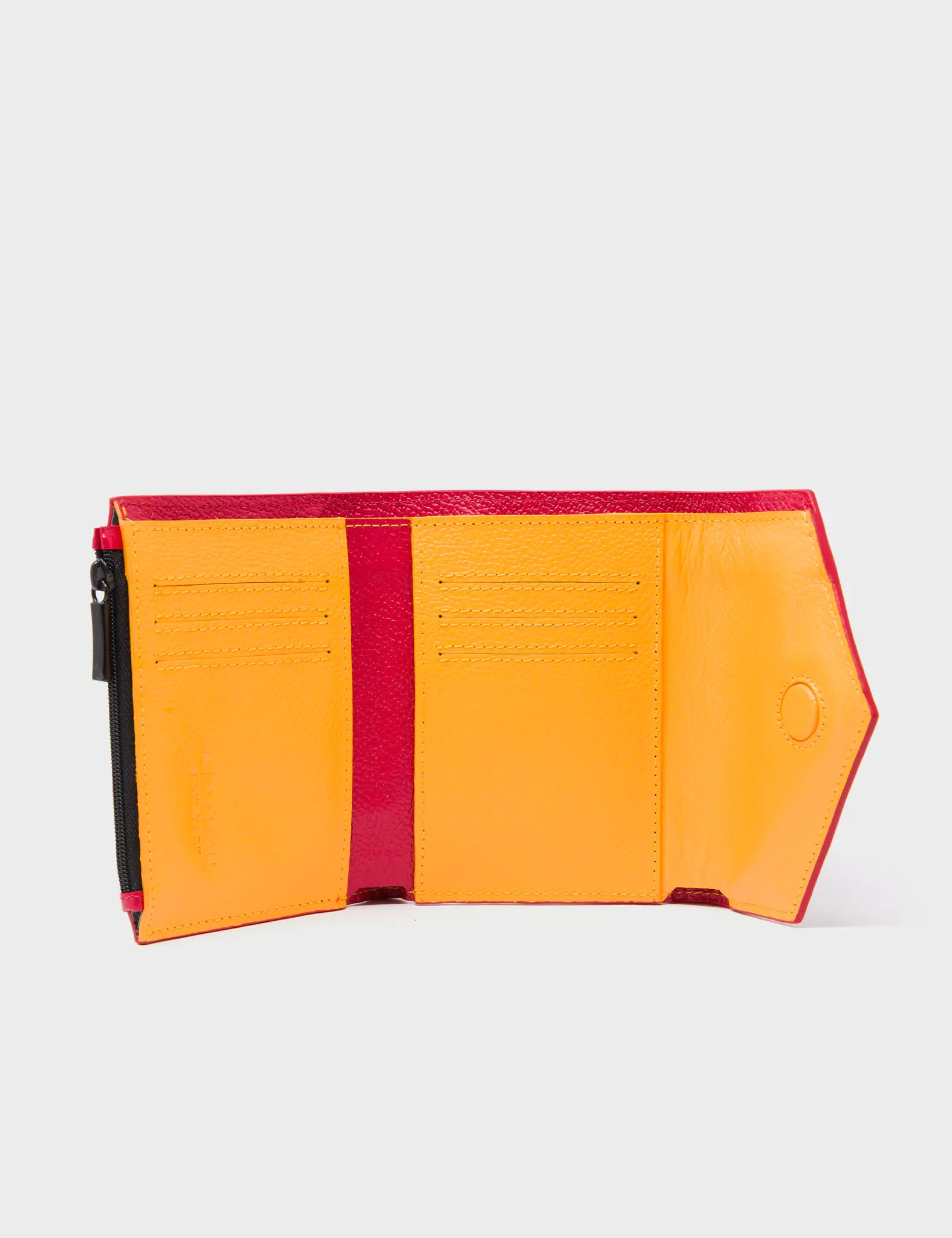 Fiona Jester Red Leather Wallet - Tiger King Pattern - Open View