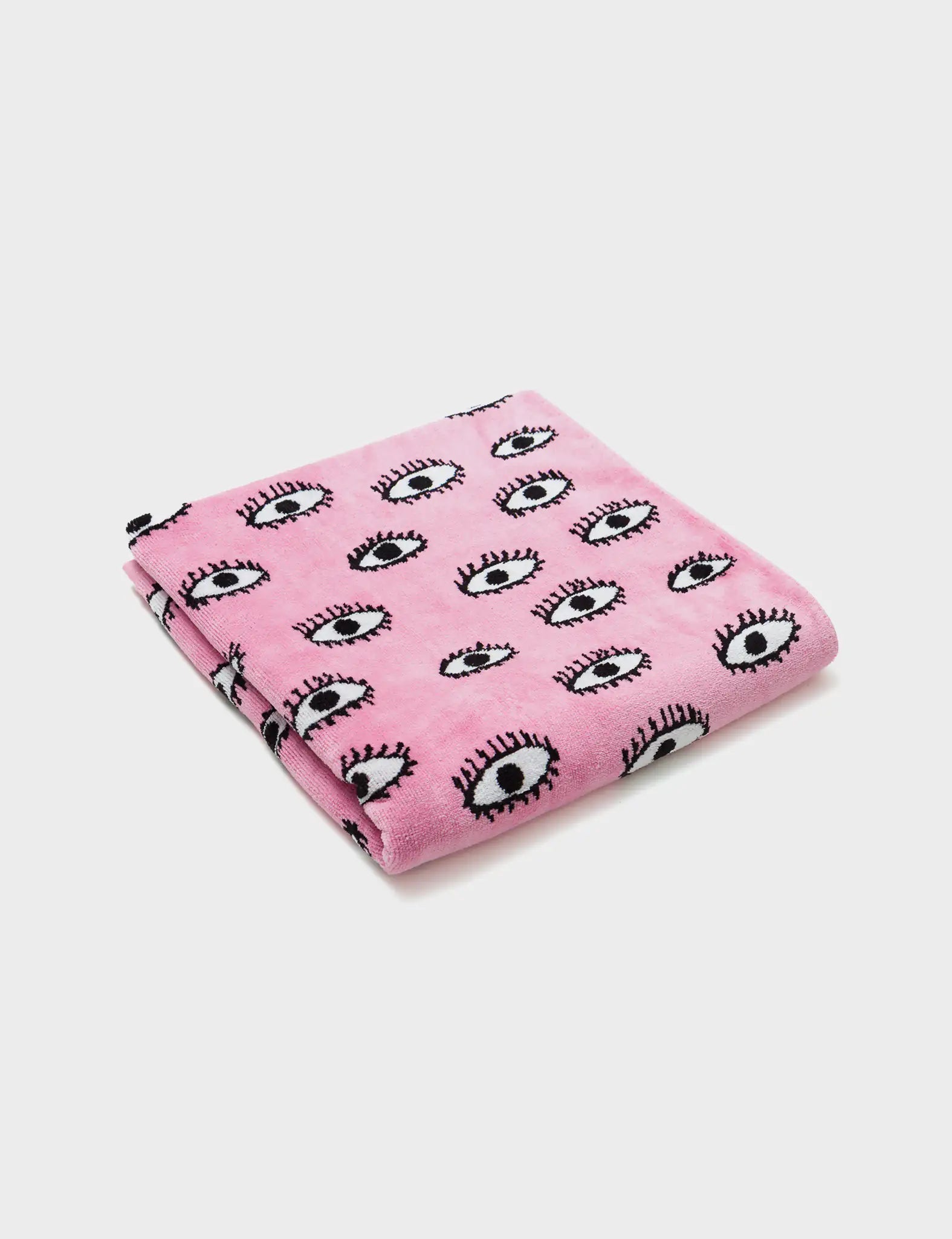 Pink Beach Cotton Towel - All Over Eyes Design - Package