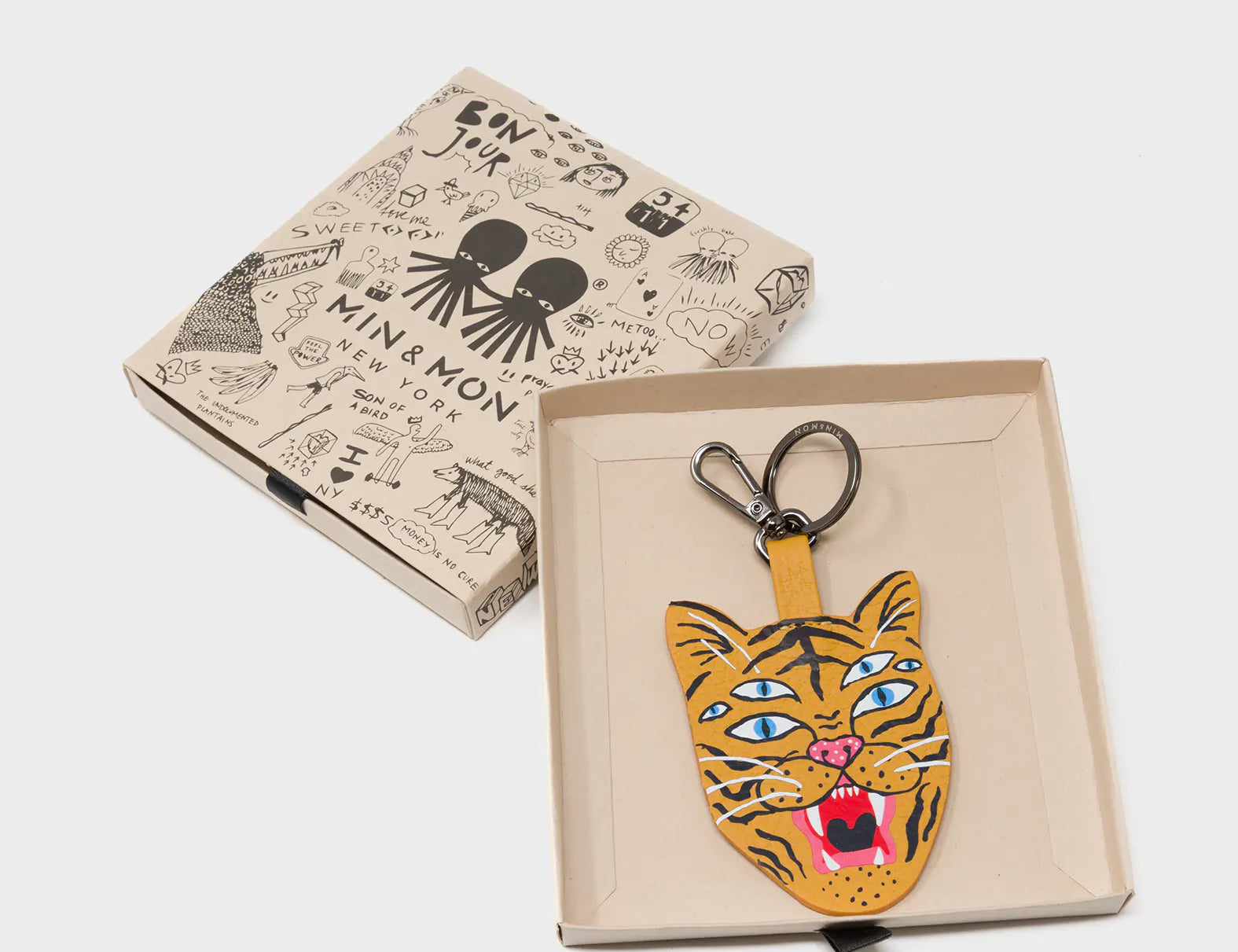 Happy Tiger - Marigold Leather Keychain - Package