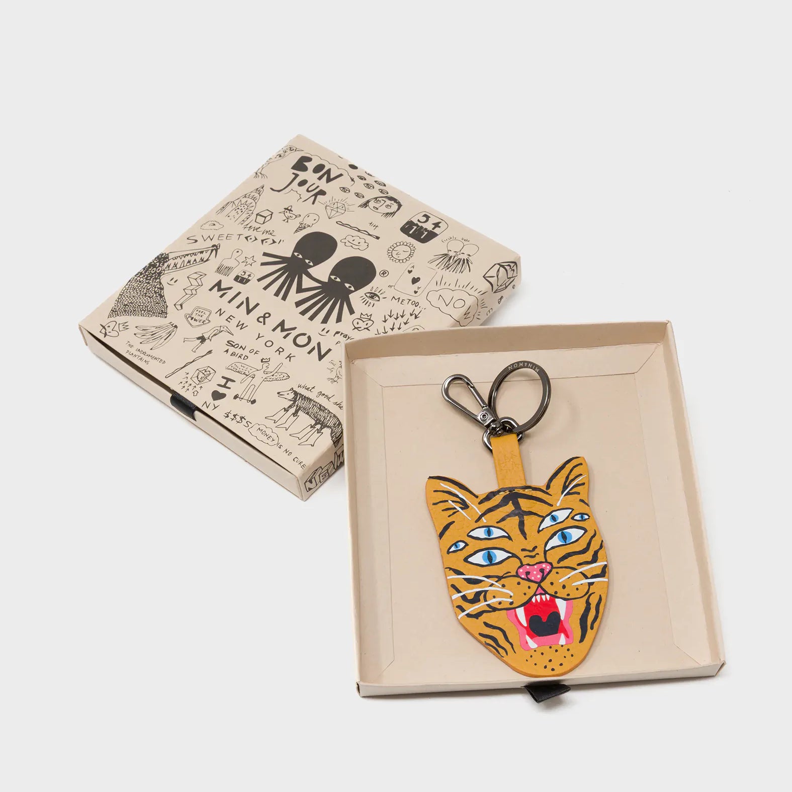 Happy Tiger - Marigold Leather Keychain - Package