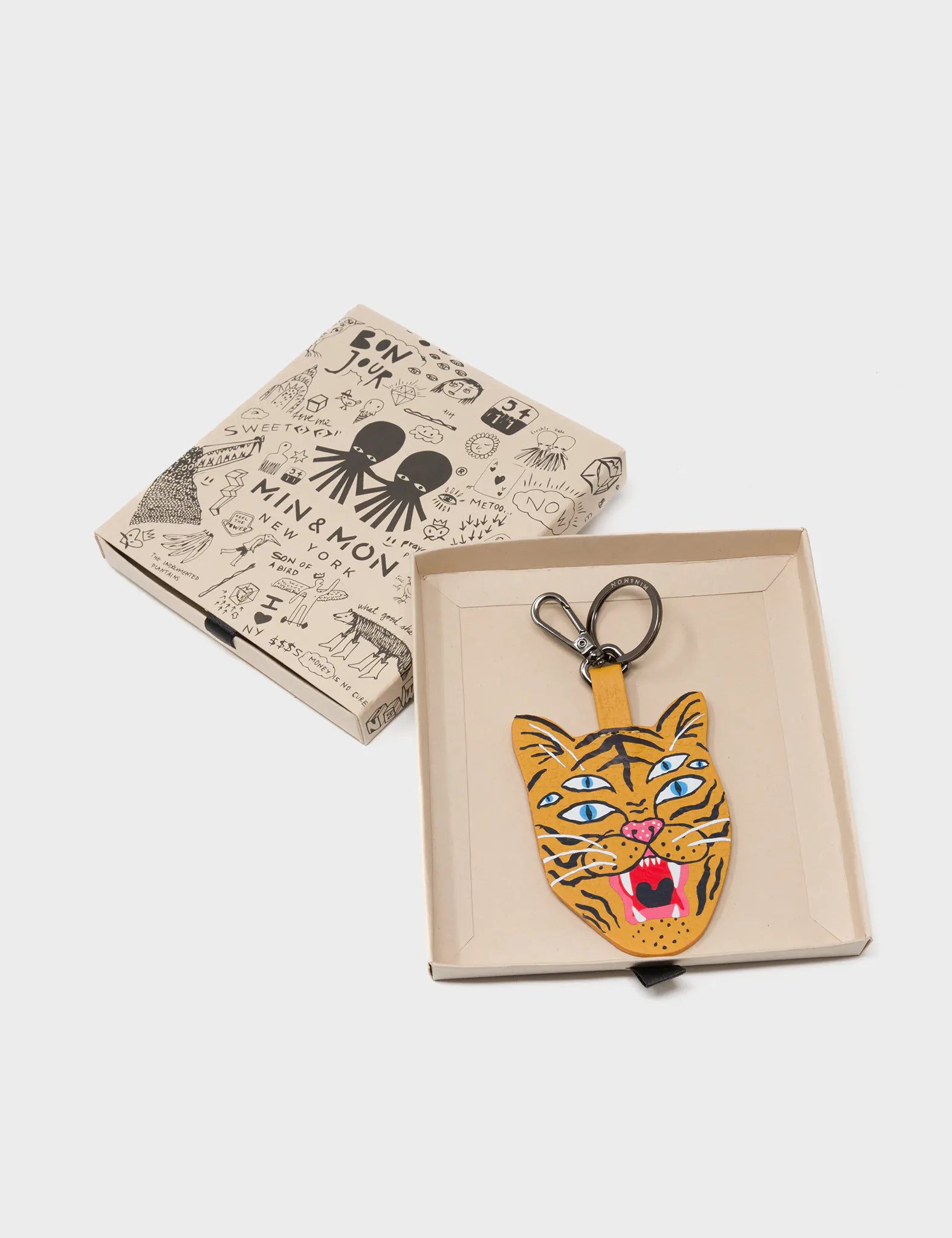 Happy Tiger - Marigold Leather Keychain - Package