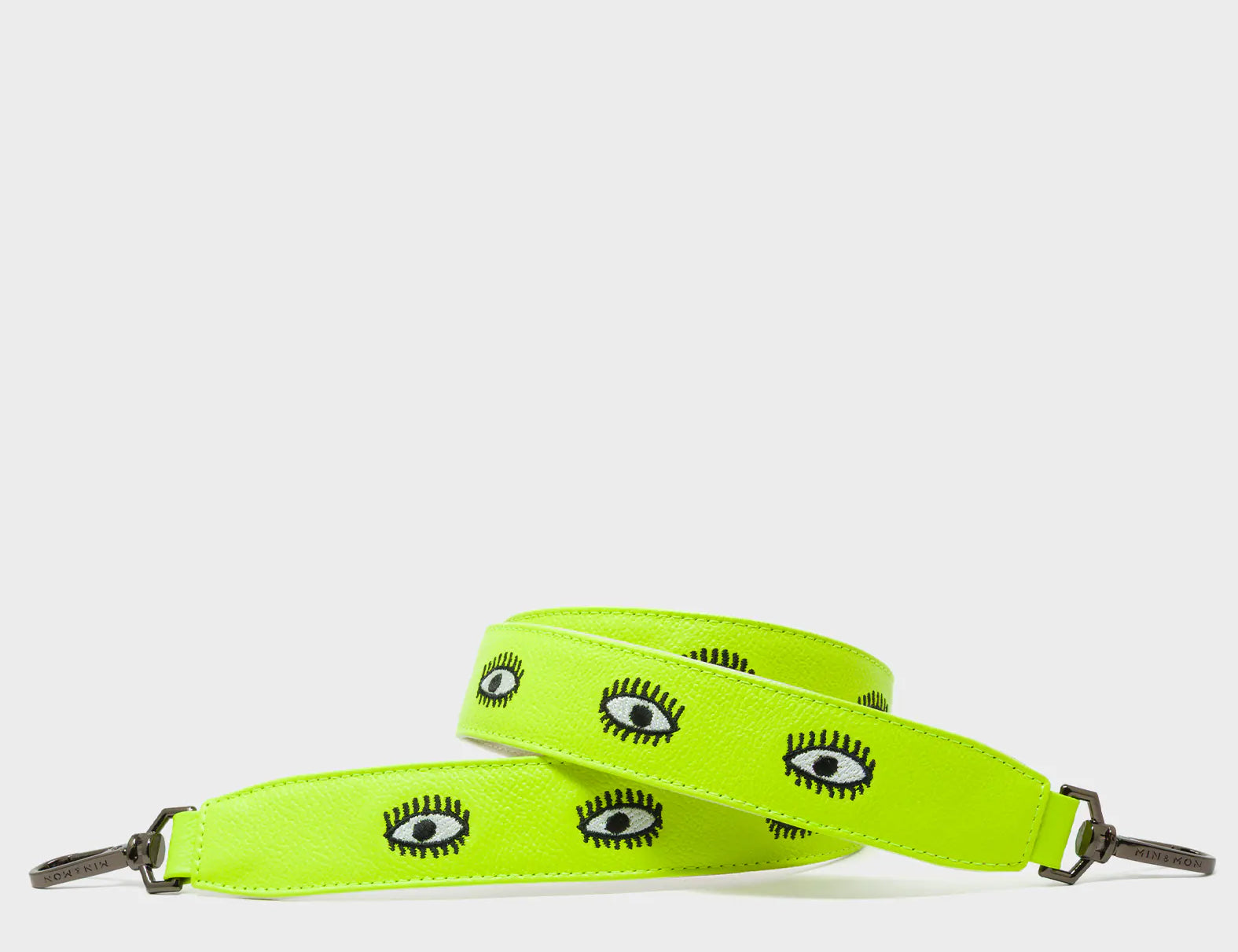 Detachable Sharp Green Leather Shoulder Strap - All Over Eyes Embroidery - Main View