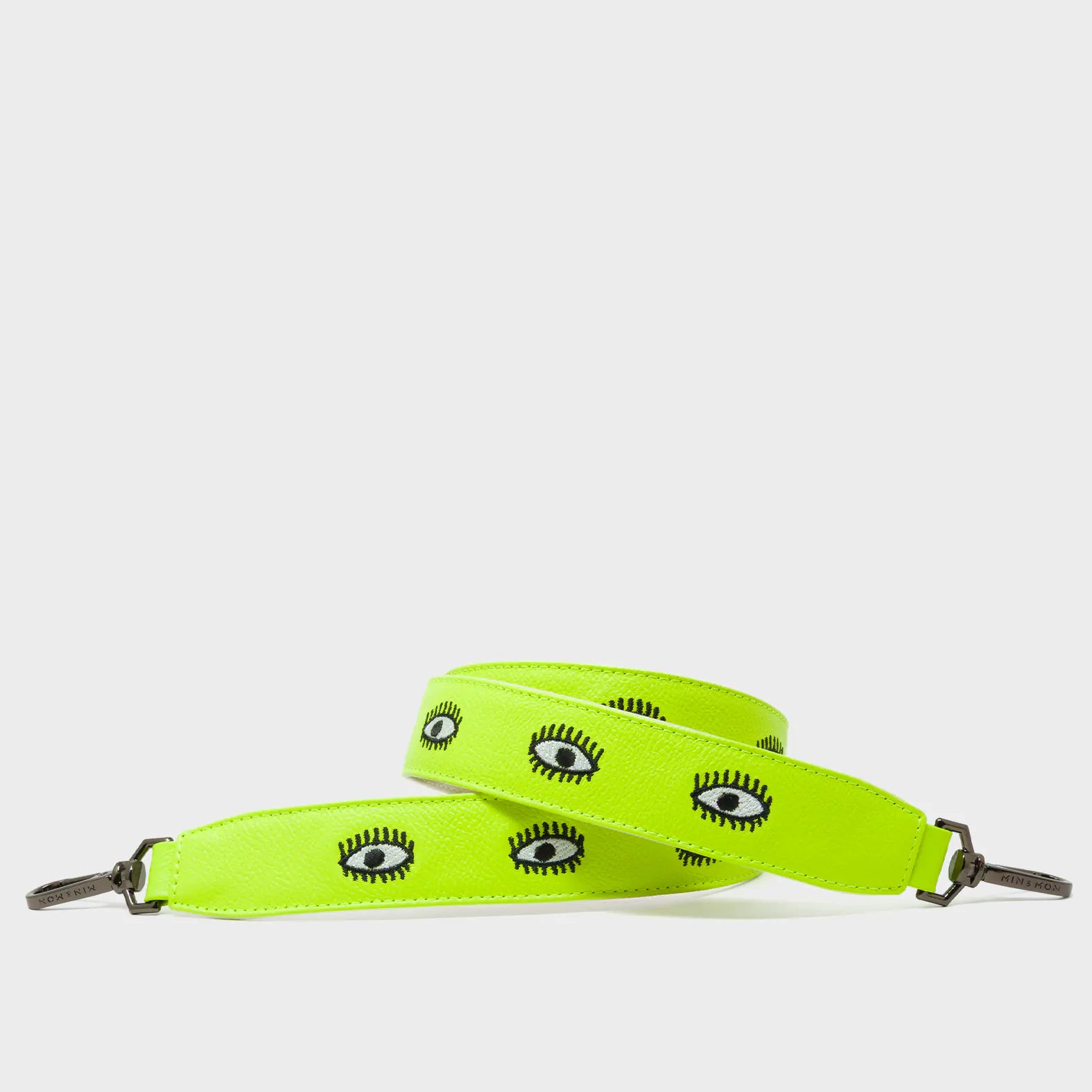 Detachable Sharp Green Leather Shoulder Strap - All Over Eyes Embroidery - Main View
