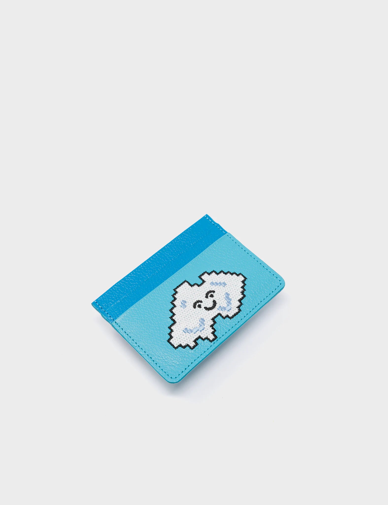 Filium Blue Leather Cardholder - Cloud Applique - Detail View