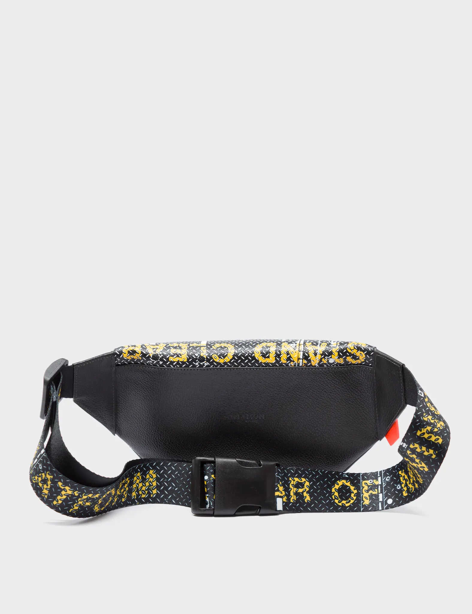 Harold Fanny Pack Black Leather - Metal Platform Design - Back View