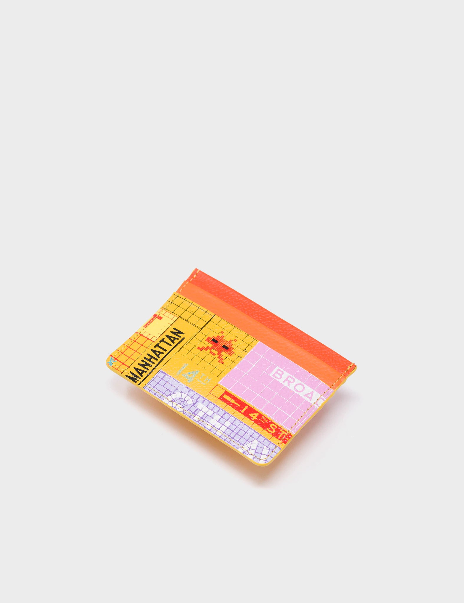 Filium Yellow Leather Cardholder - Subway Stories Print - Detail View